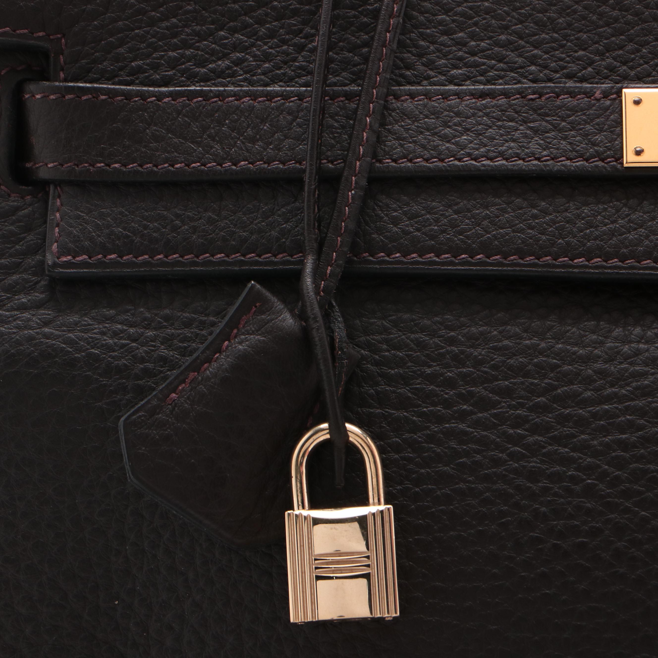 Hermès Kelly 35 Ebene Clemence Leather Satchel