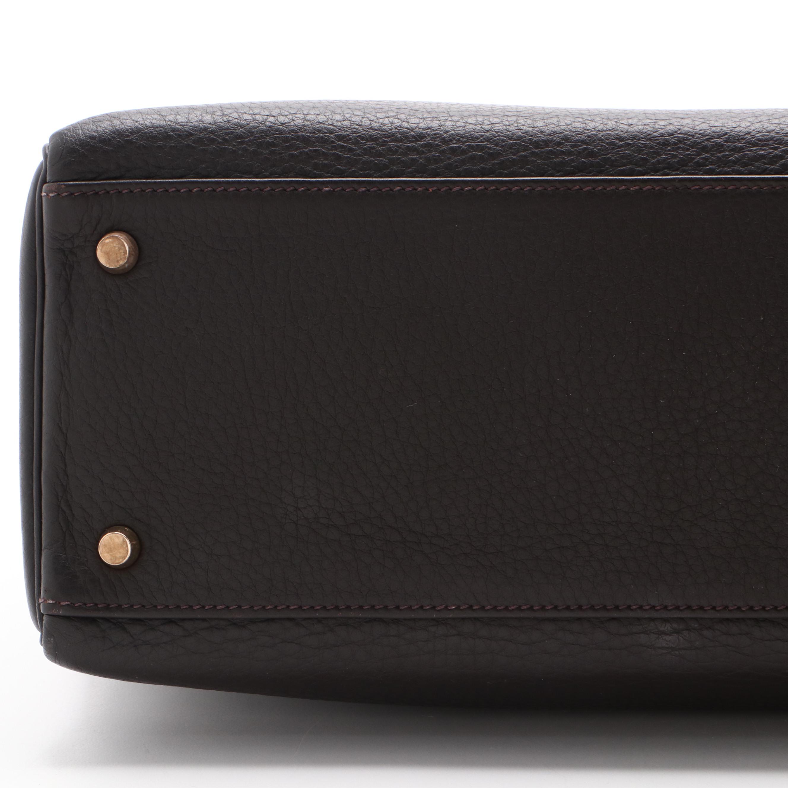 Hermès Kelly 35 Ebene Clemence Leather Satchel