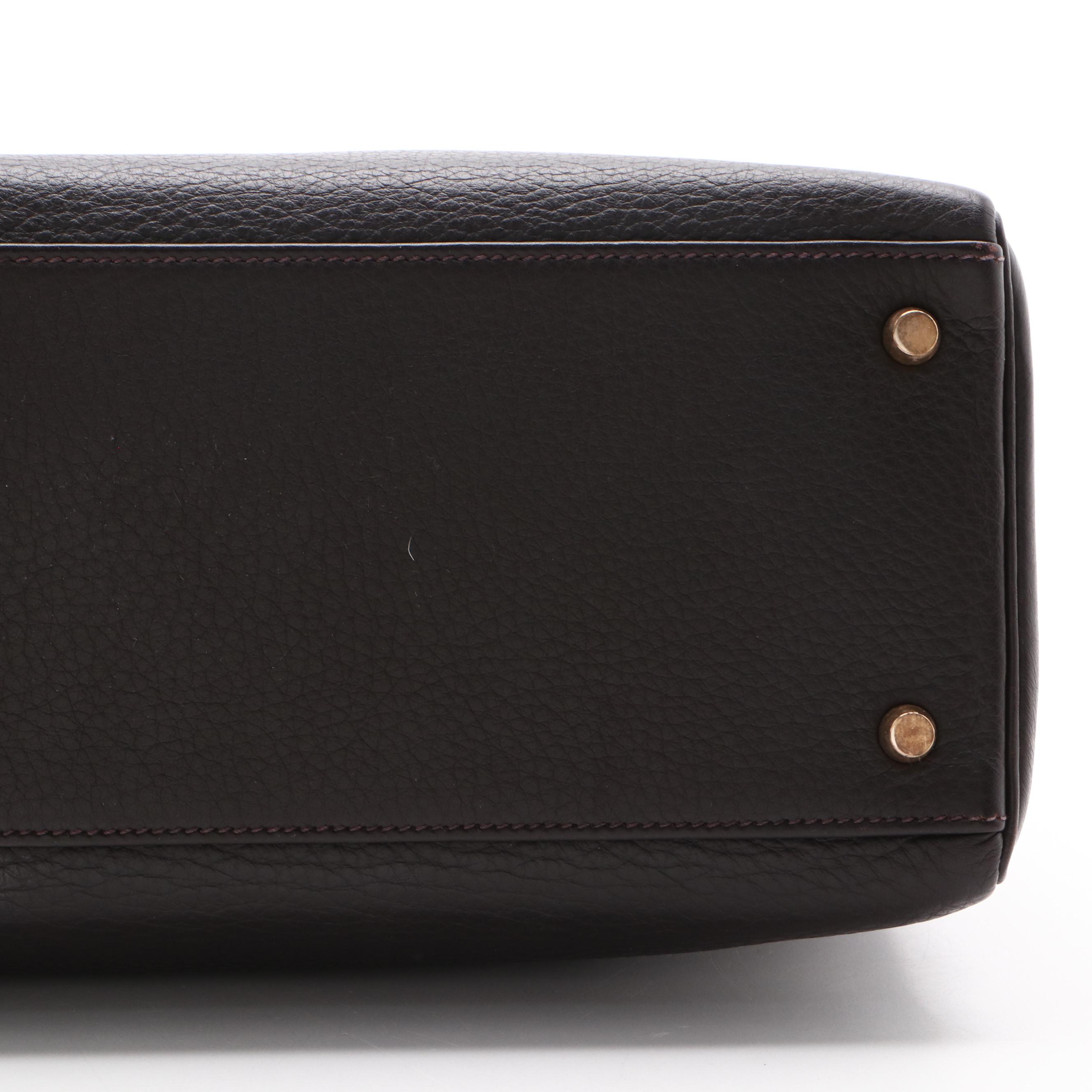 Hermès Kelly 35 Ebene Clemence Leather Satchel