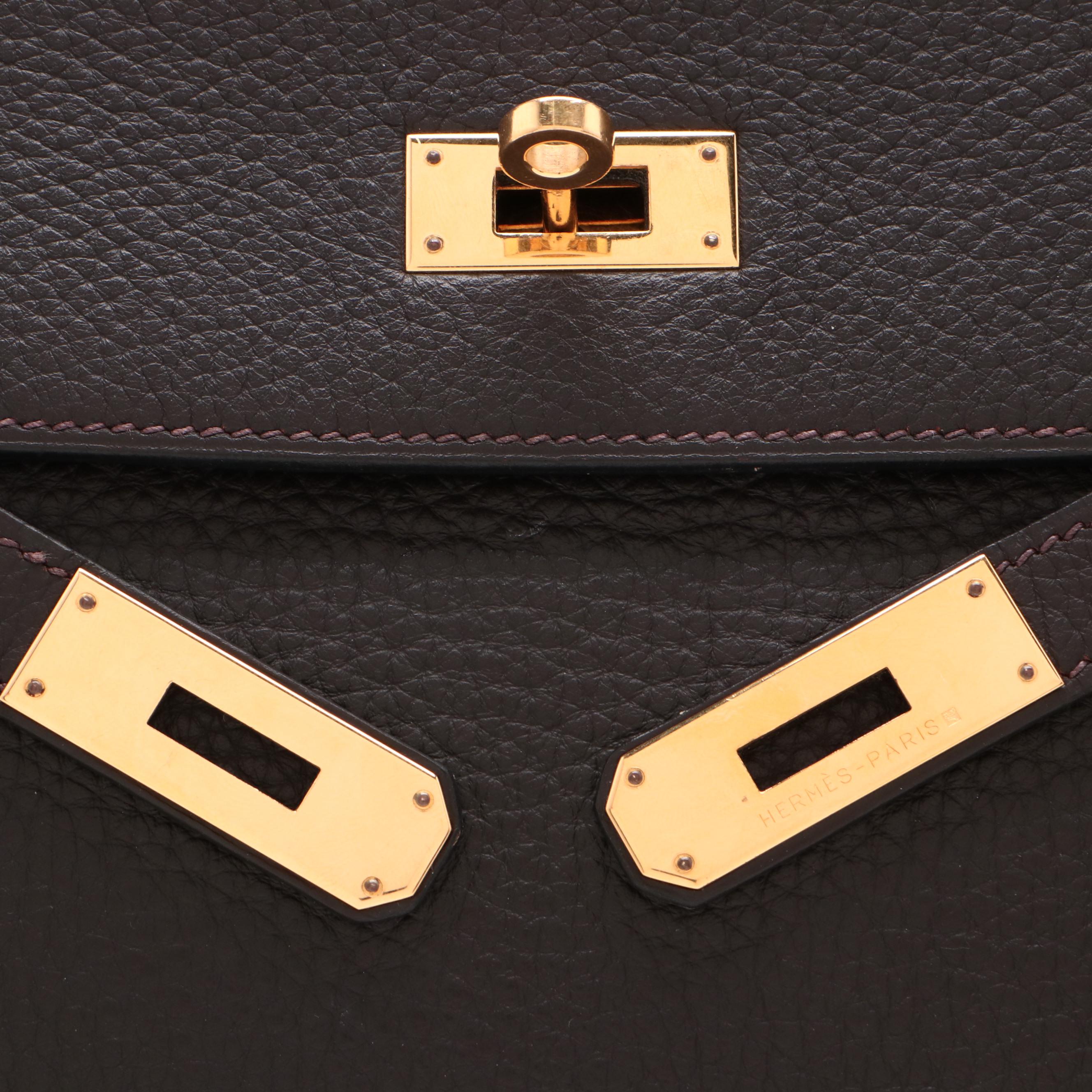 Hermès Kelly 35 Ebene Clemence Leather Satchel