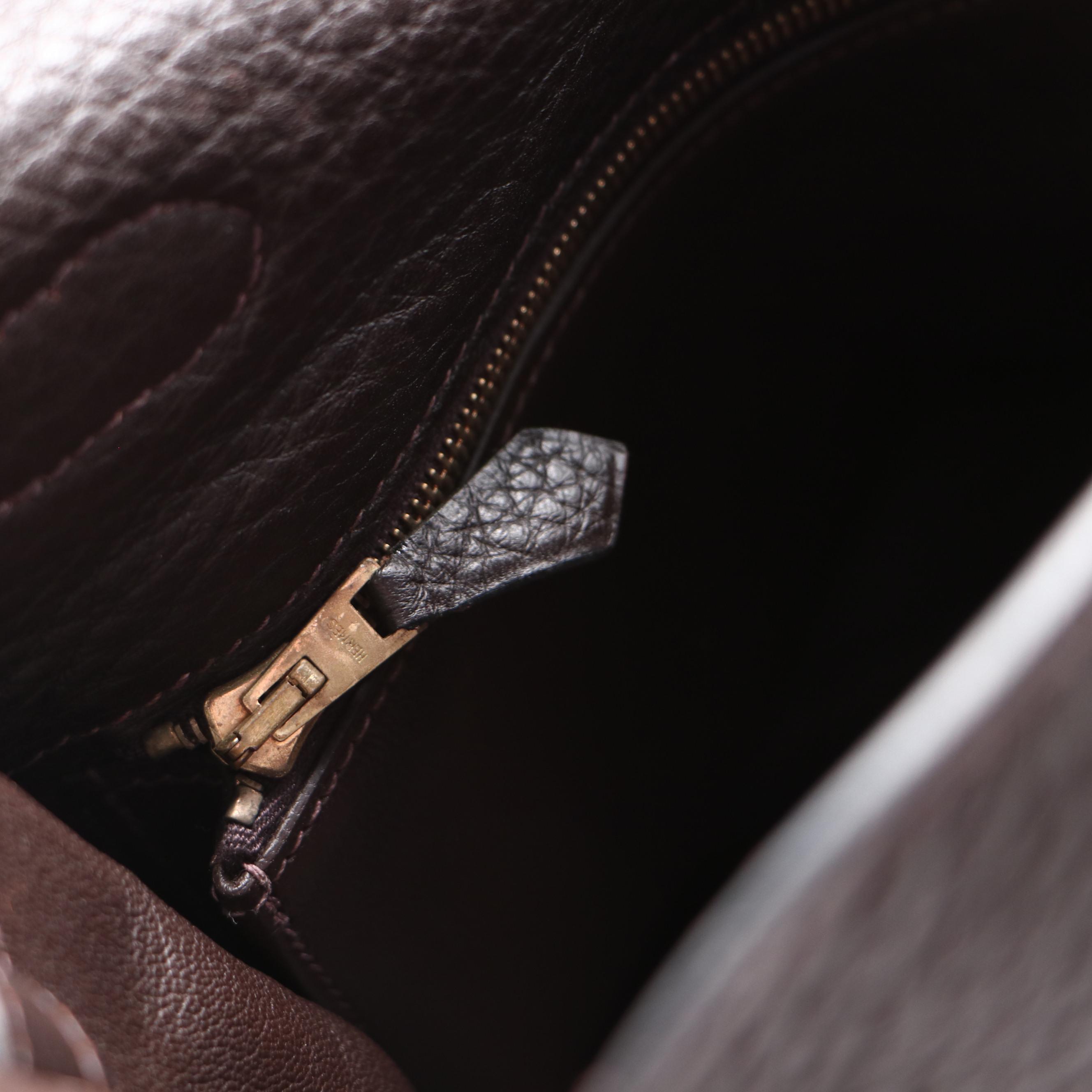 Hermès Kelly 35 Ebene Clemence Leather Satchel