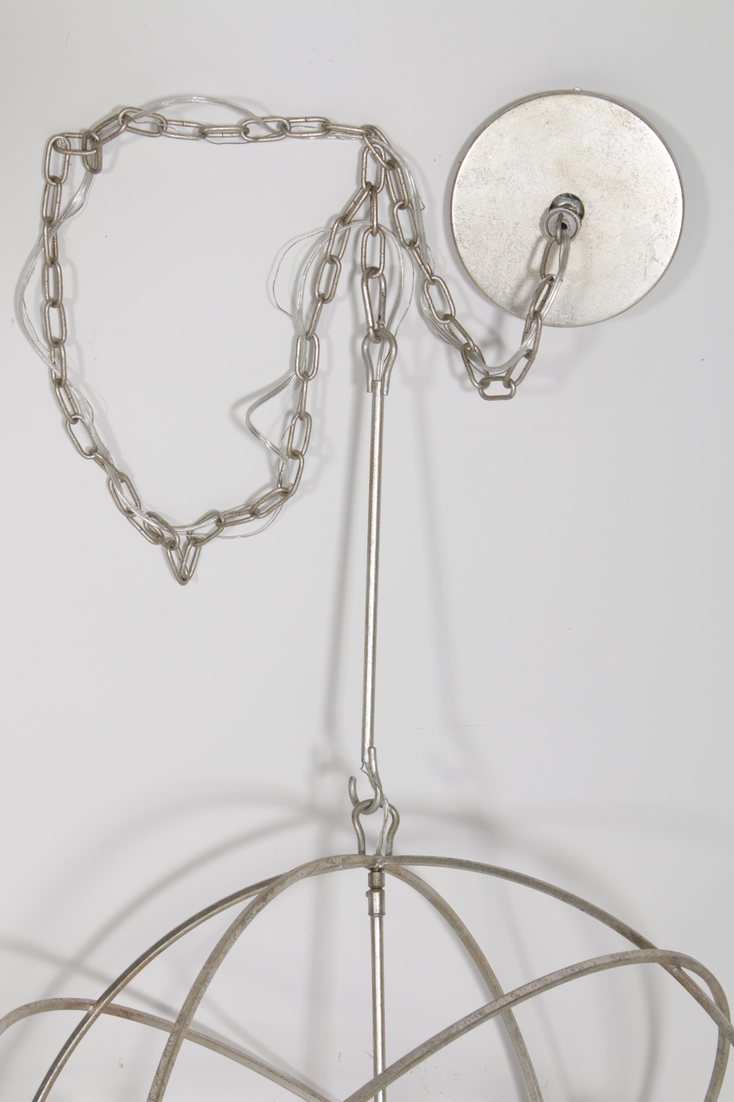Silver Tone Finish Spherical Cage Chandelier