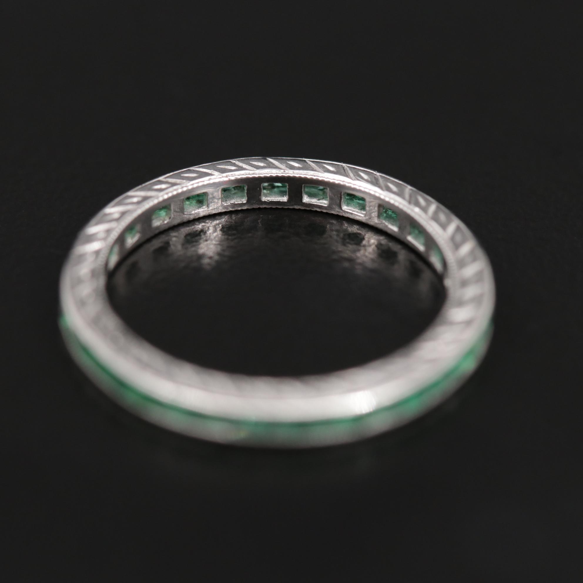Platinum Emerald Stackable Eternity Bands