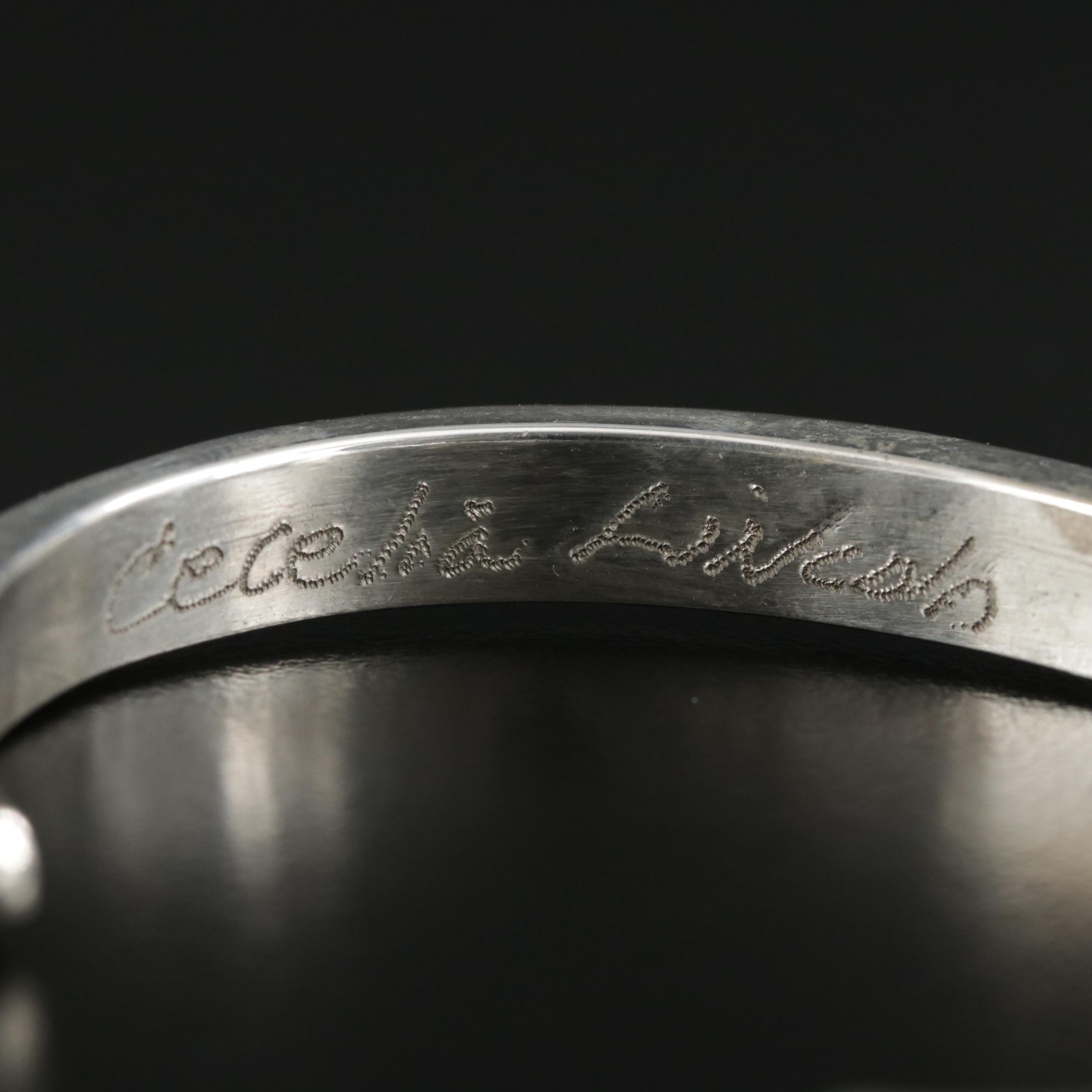 Cecelia Lincoln for B.G. Mudd Sterling Turquoise, Coral and Malachite Inlay Cuff