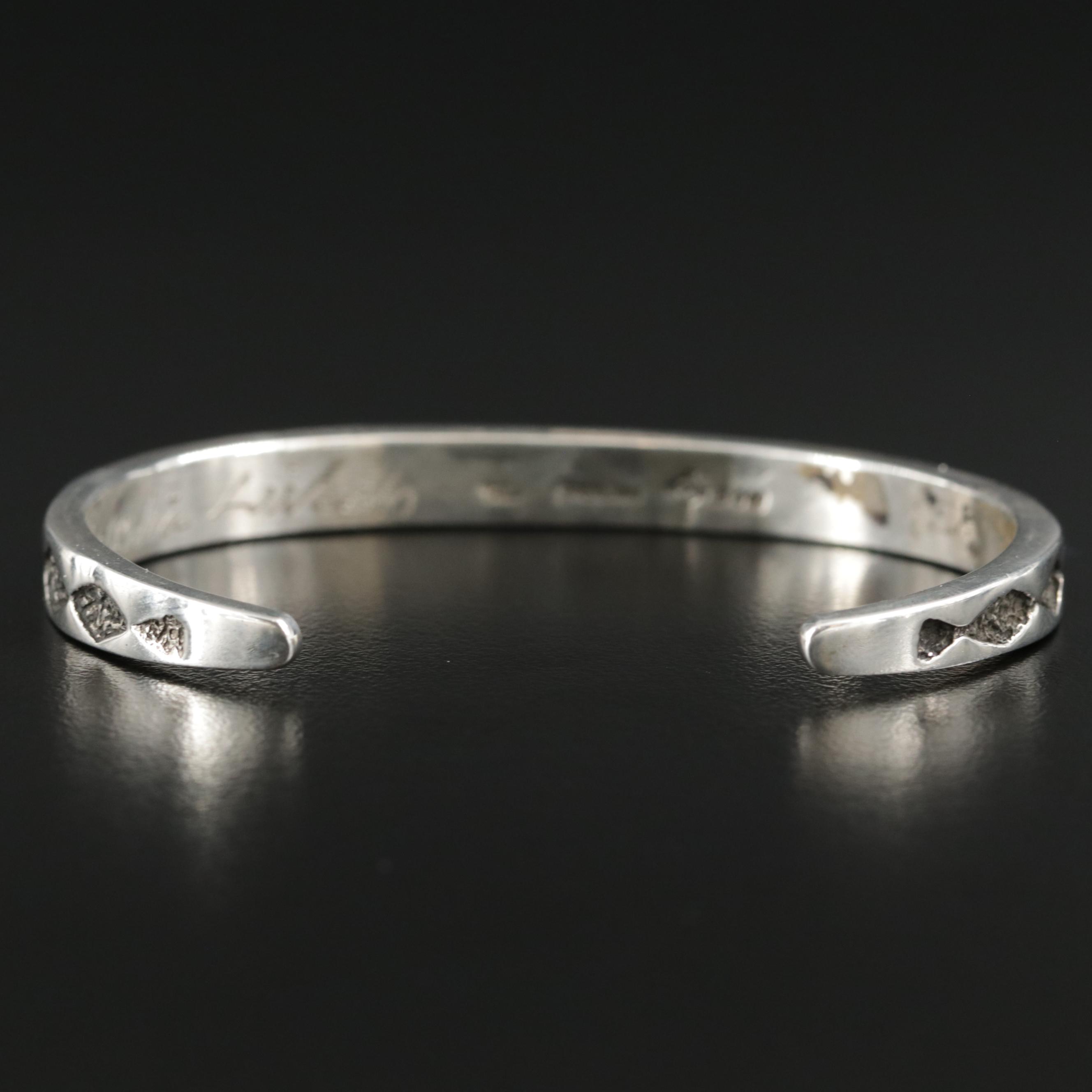 Cecelia Lincoln for B.G. Mudd Sterling Turquoise, Coral and Malachite Inlay Cuff