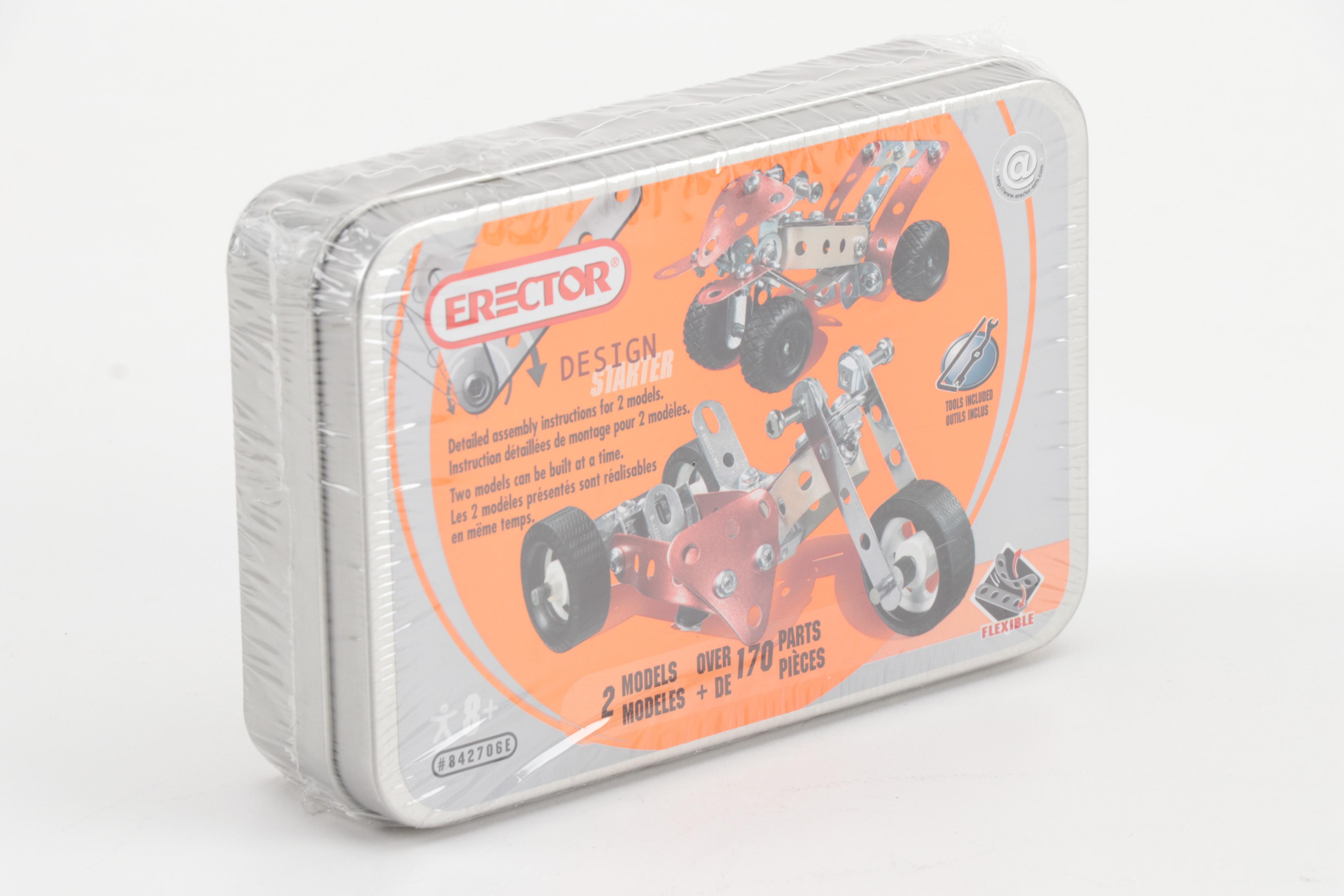 K’Nex Bridges and Value Tub, Academy Da Vinci Car, with Sidecar Erector Kit