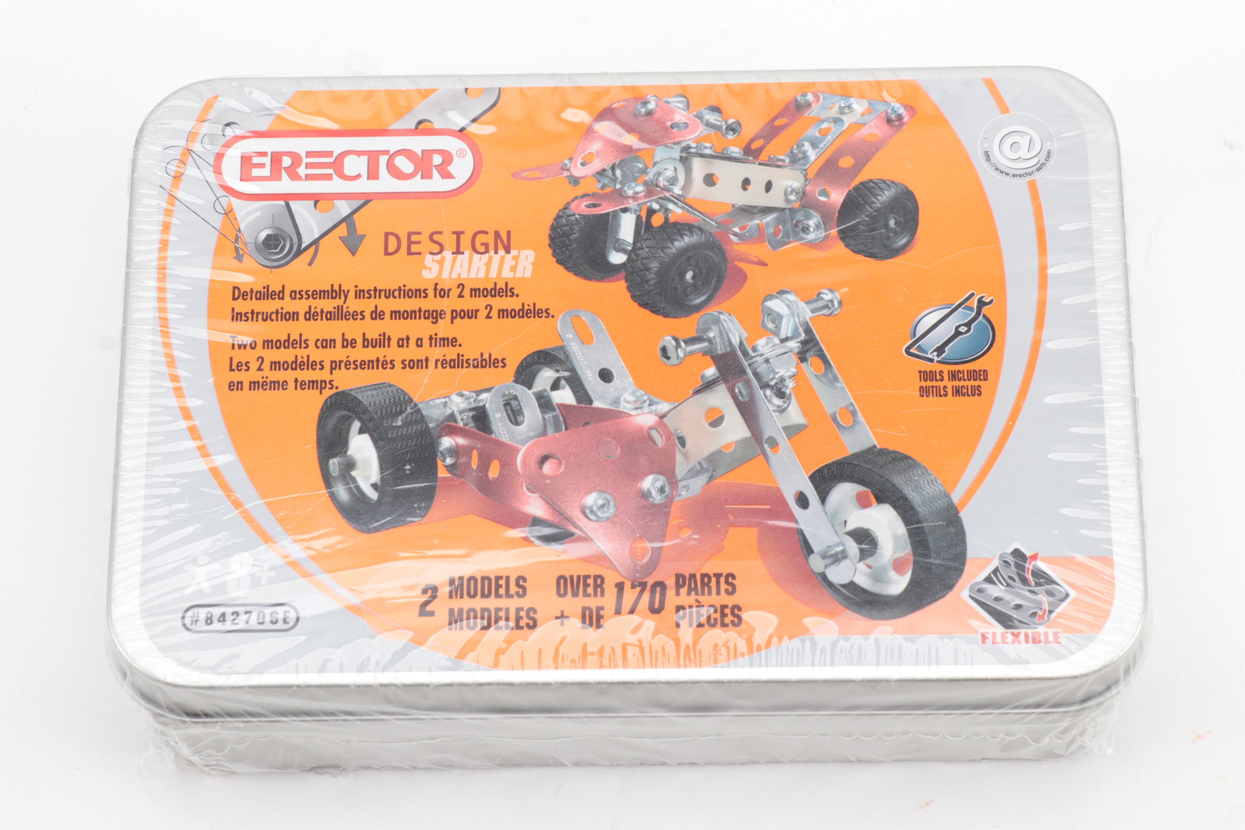 K’Nex Bridges and Value Tub, Academy Da Vinci Car, with Sidecar Erector Kit