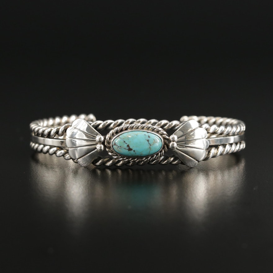 Southwestern Style Sterling Turquoise Twisted Cuff