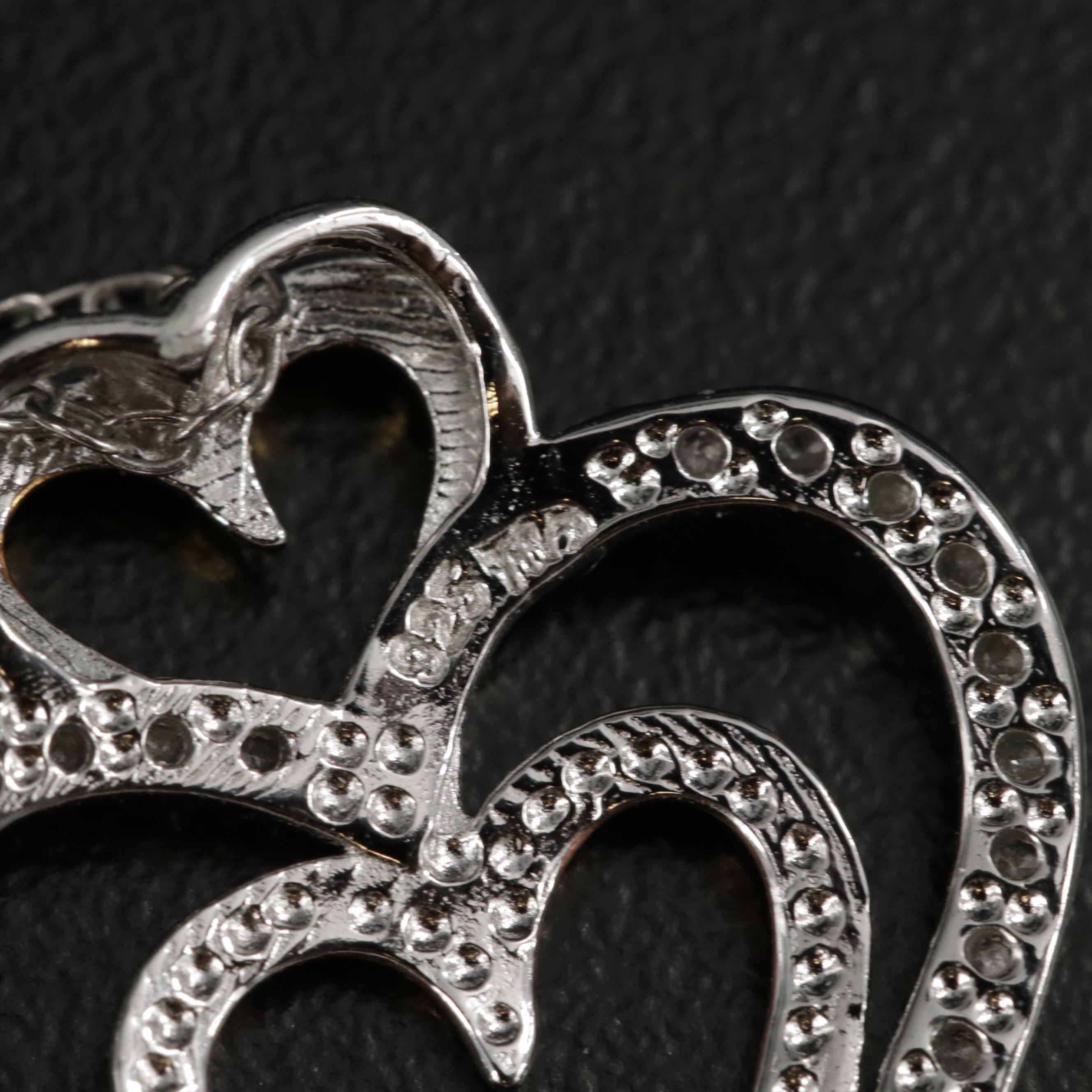 Sterling Silver Heart and Cross Pendant Necklaces and Hinged Bangle