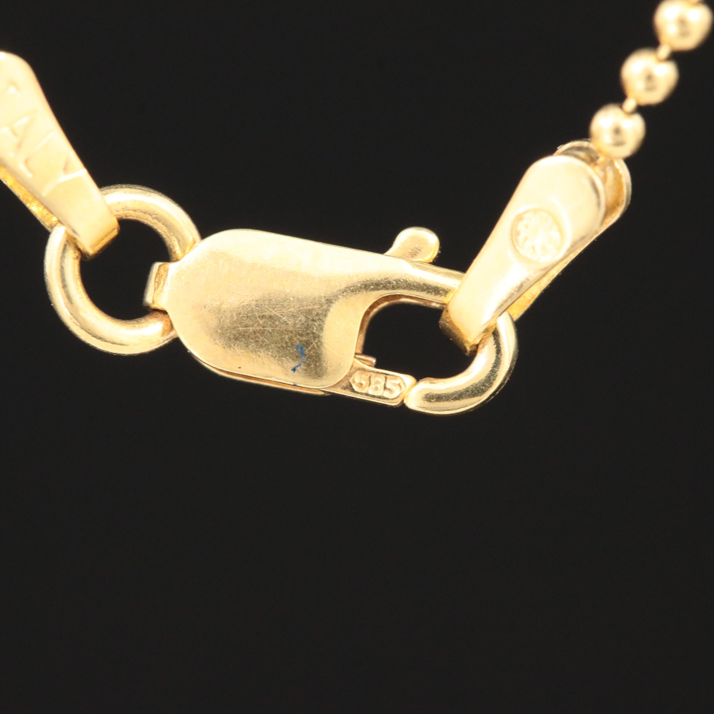 14K Yellow Gold Beaded Chain