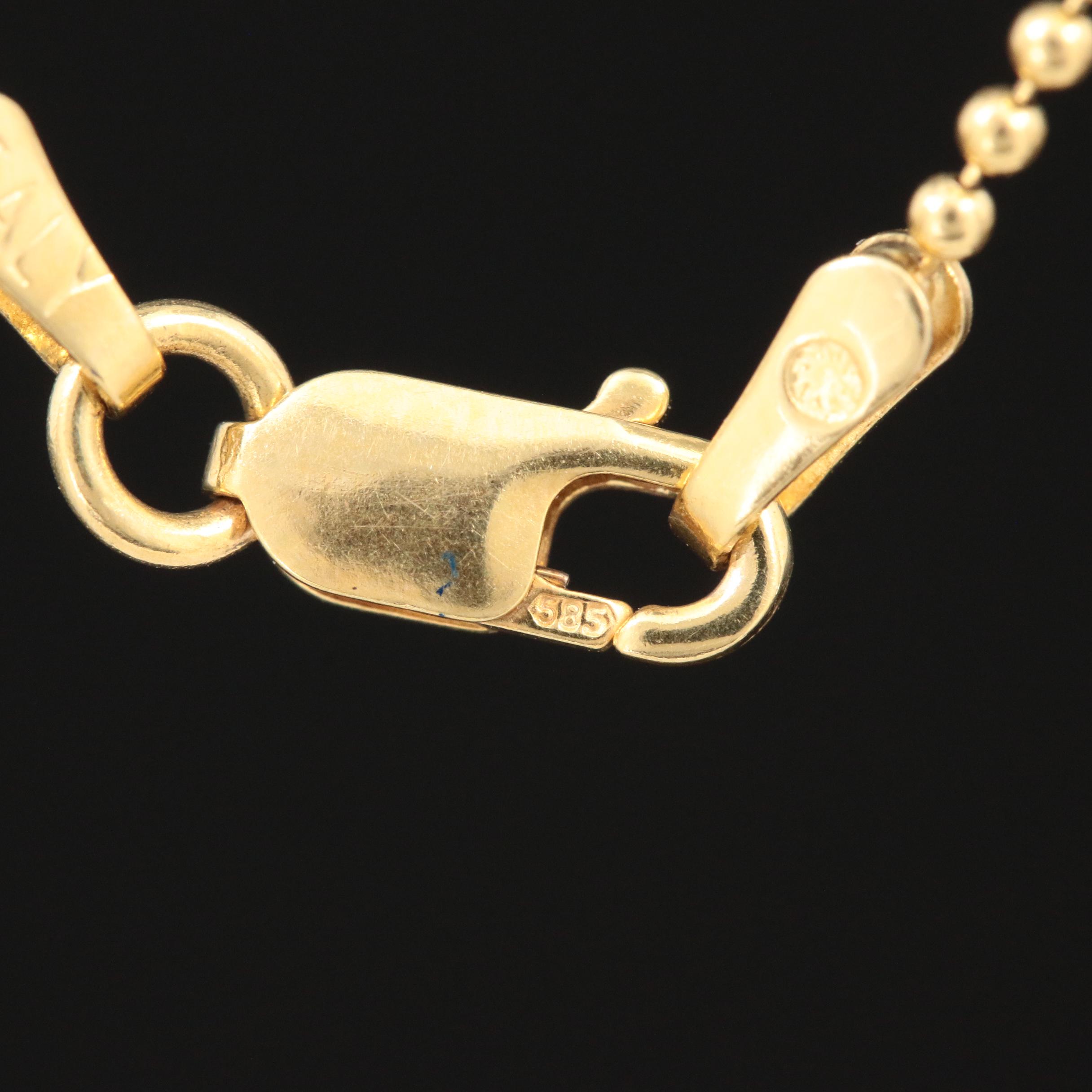 14K Yellow Gold Beaded Chain