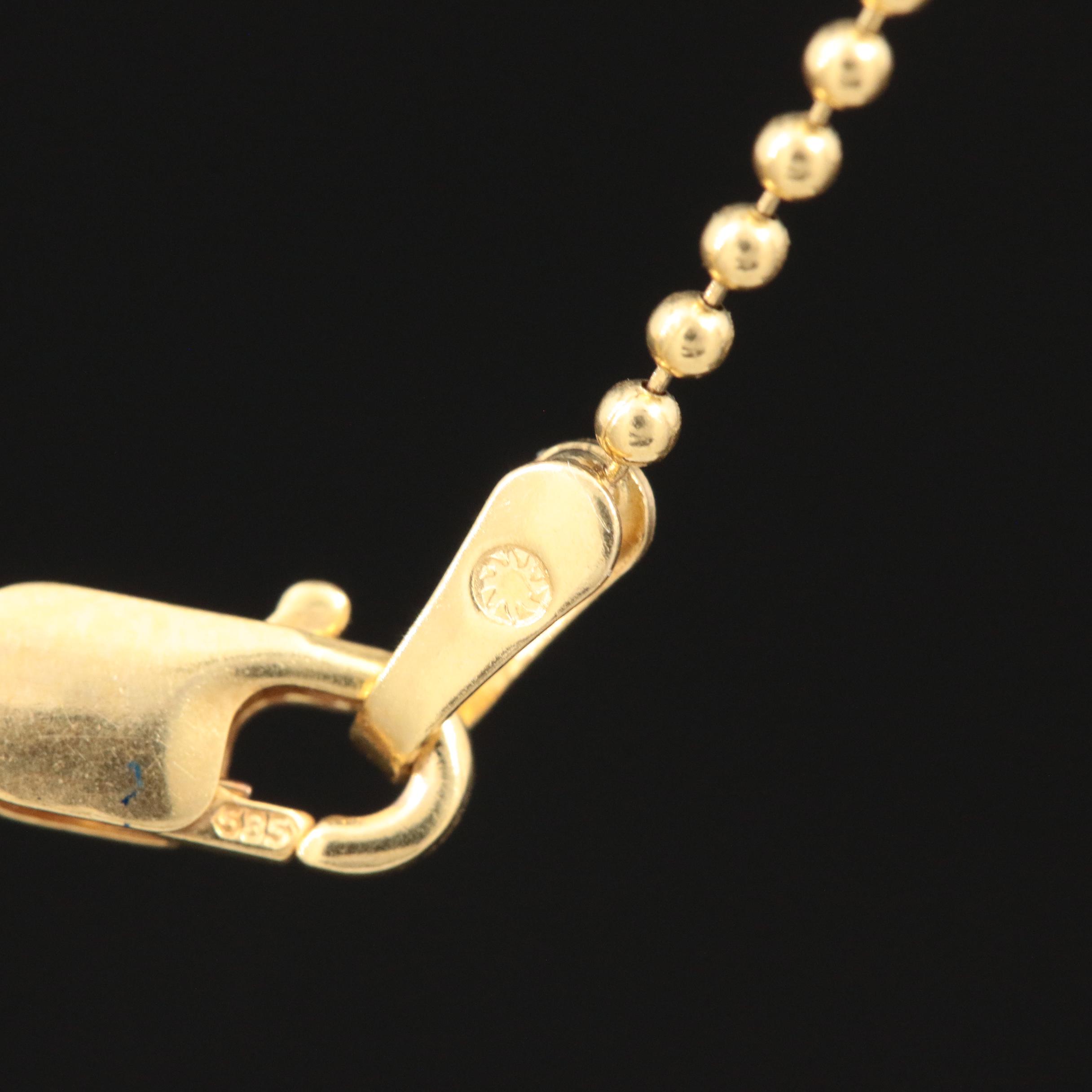 14K Yellow Gold Beaded Chain