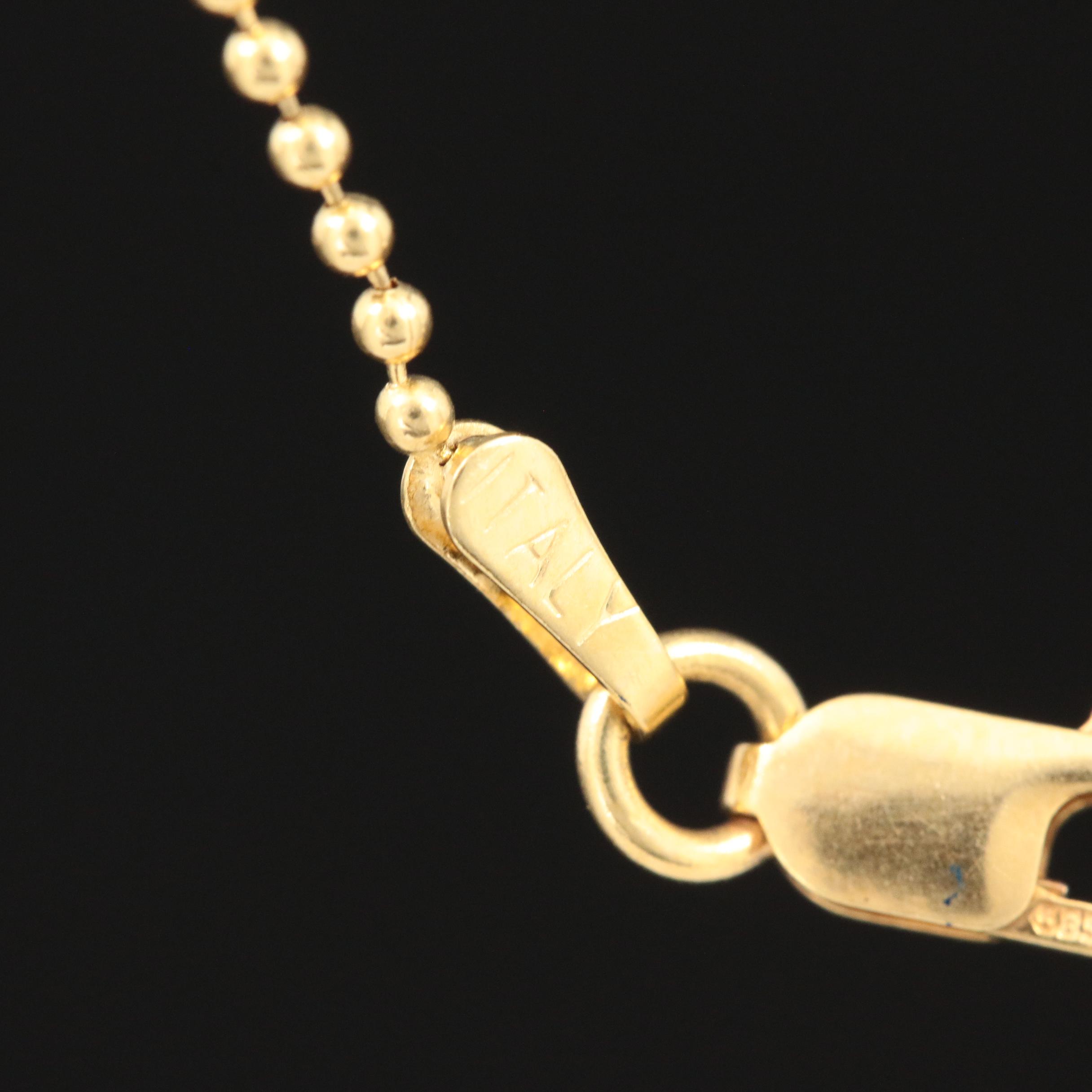 14K Yellow Gold Beaded Chain