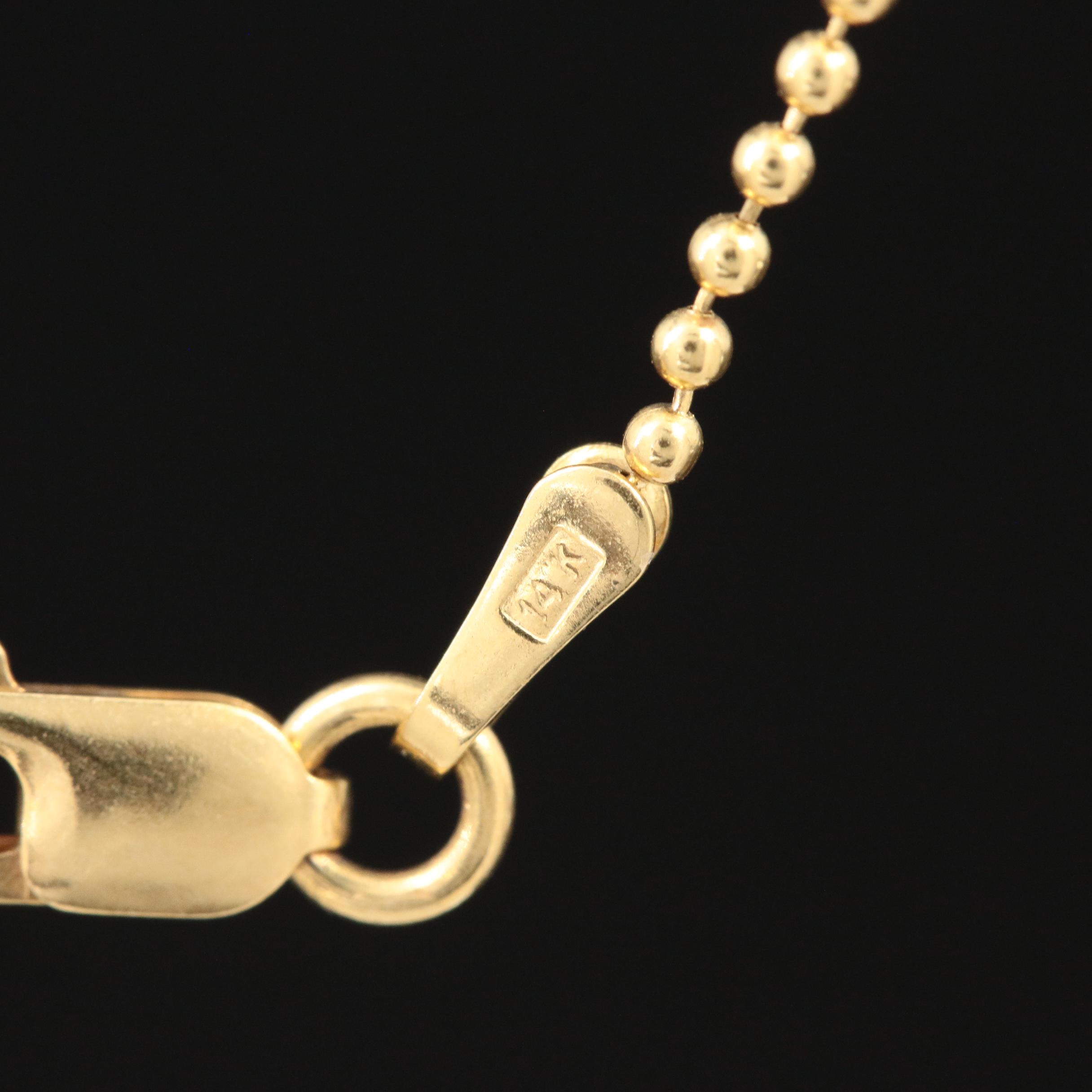 14K Yellow Gold Beaded Chain
