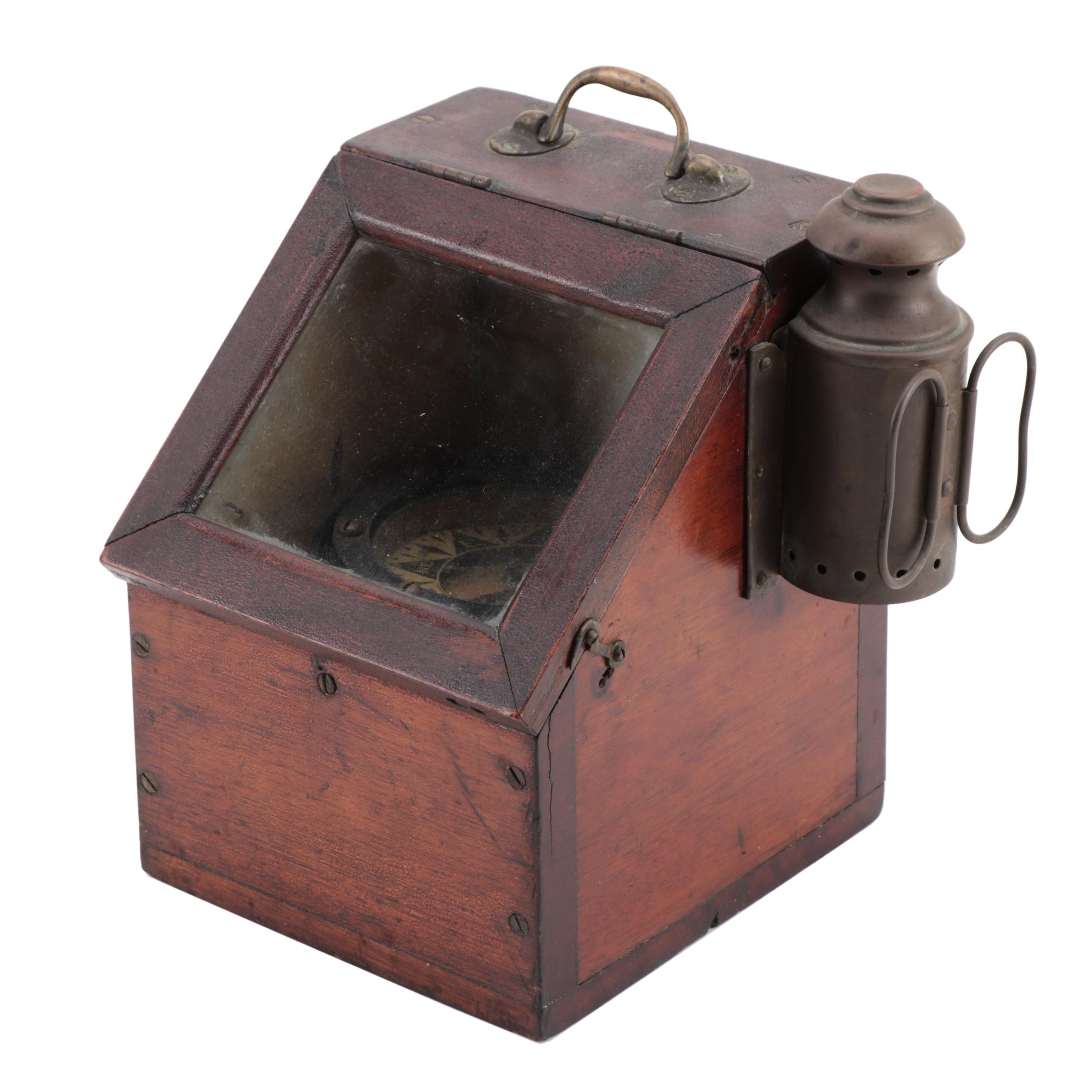 Nautical Gimbal Compass in Binnacle Box, Late 19th/Early 20th Century