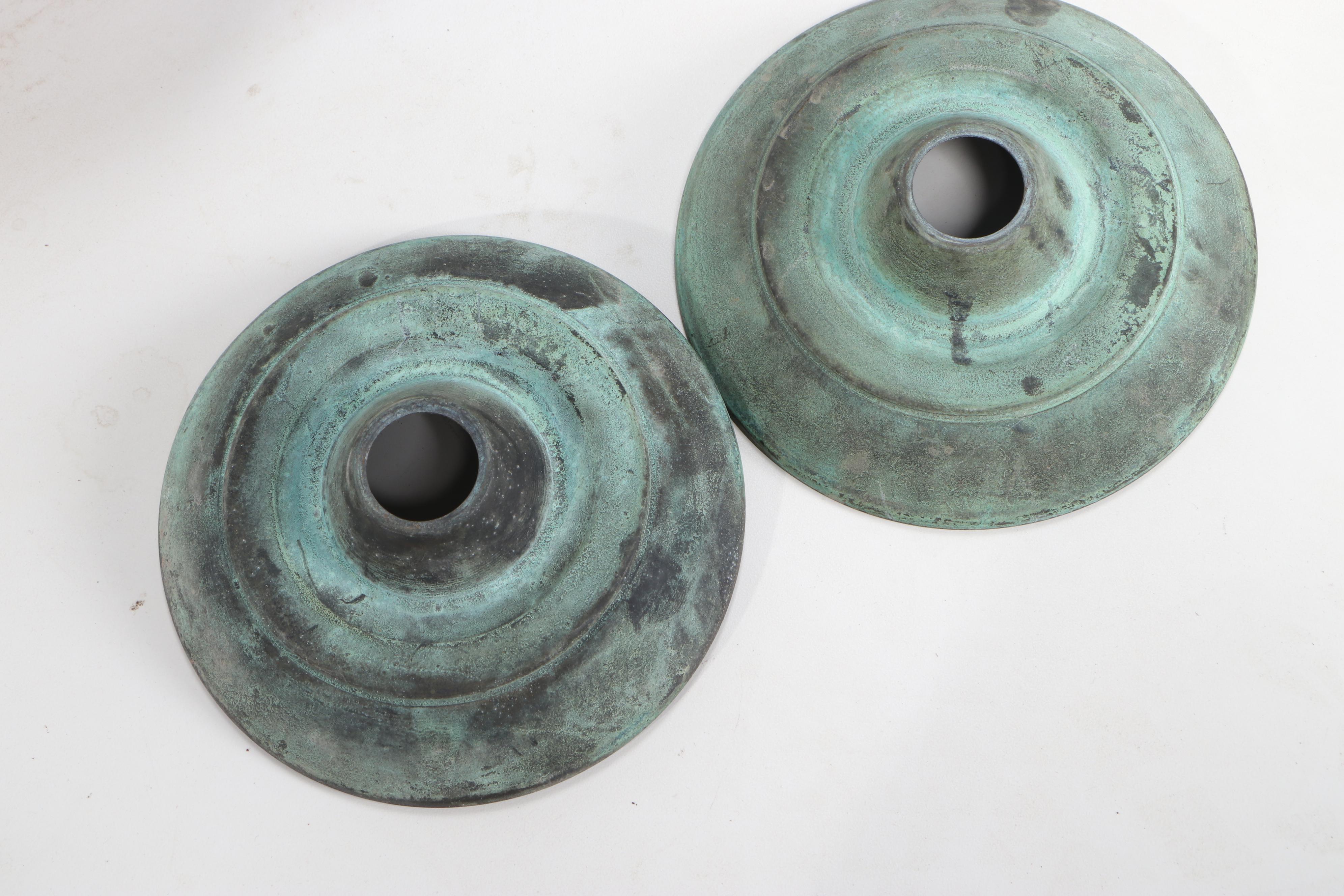 Patinated Brass and Frosted Glass Ceiling Light Fixtures