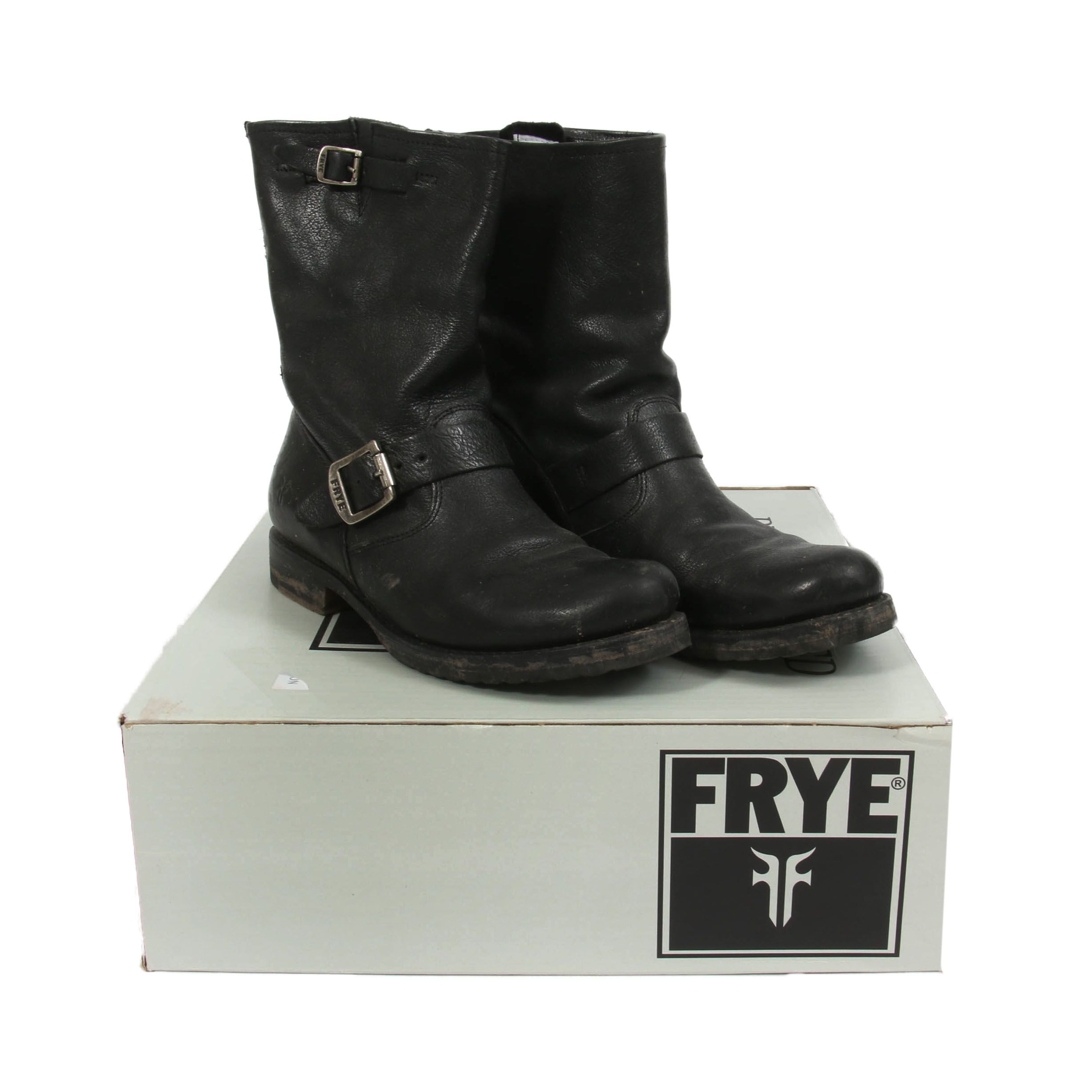 Frye Black Leather Motorcycle Boots