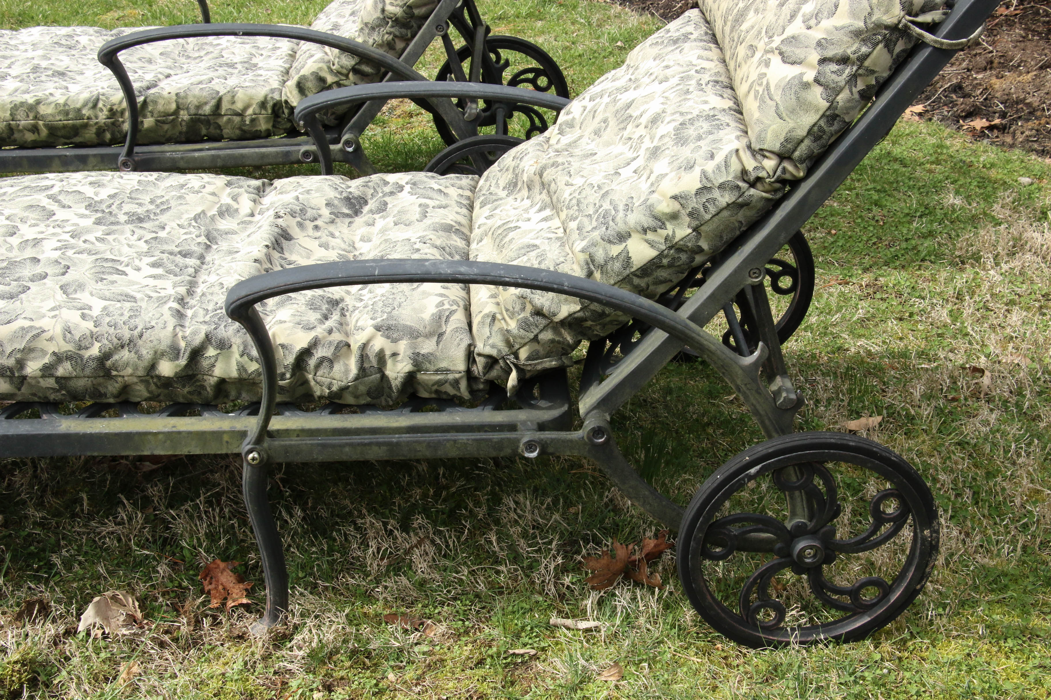 Meadowcraft Style Wrought Iron Outdoor Lounge Chairs