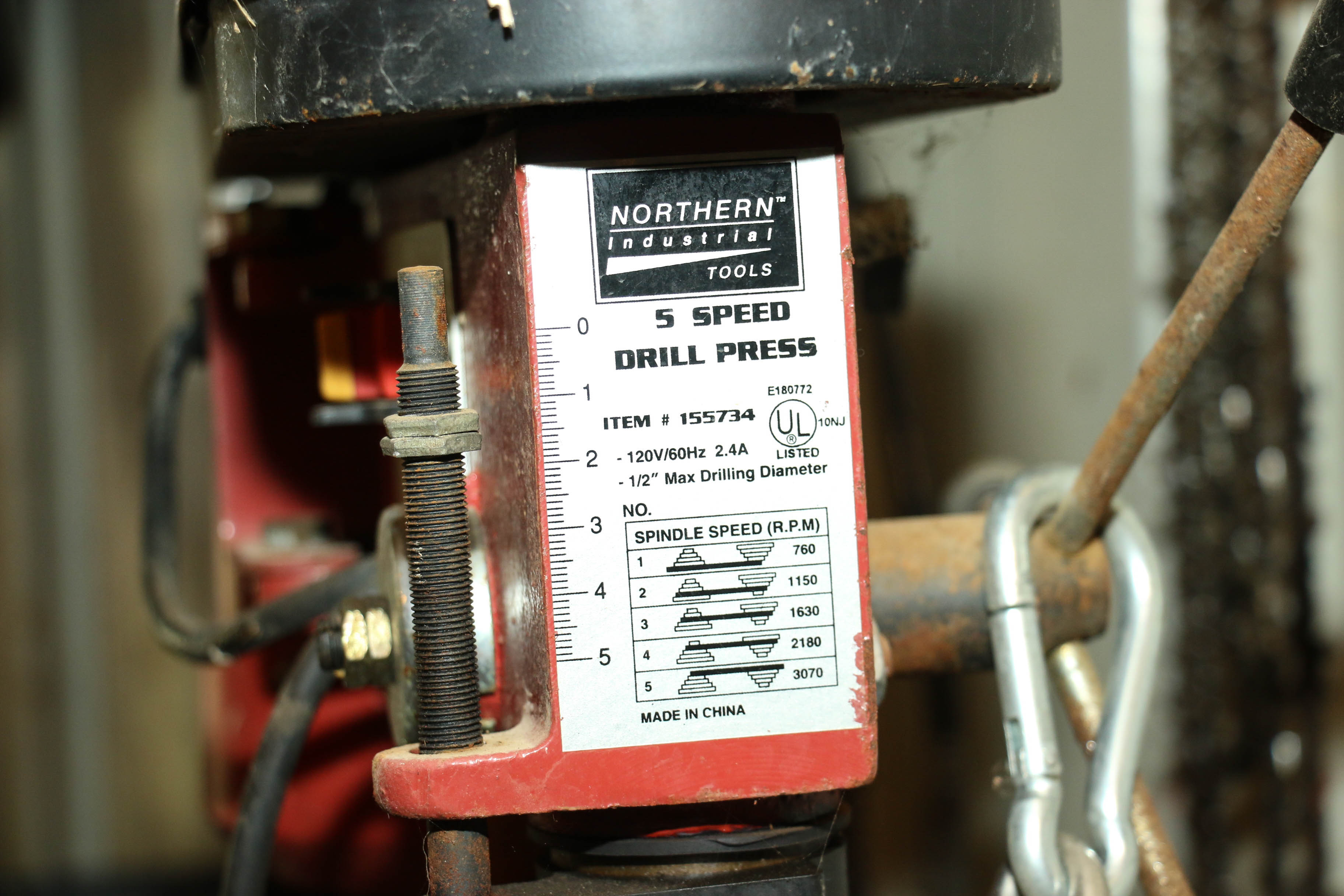 Northern Industrial Tools 5-Speed Drill Press and Husky Reel Extension Cord