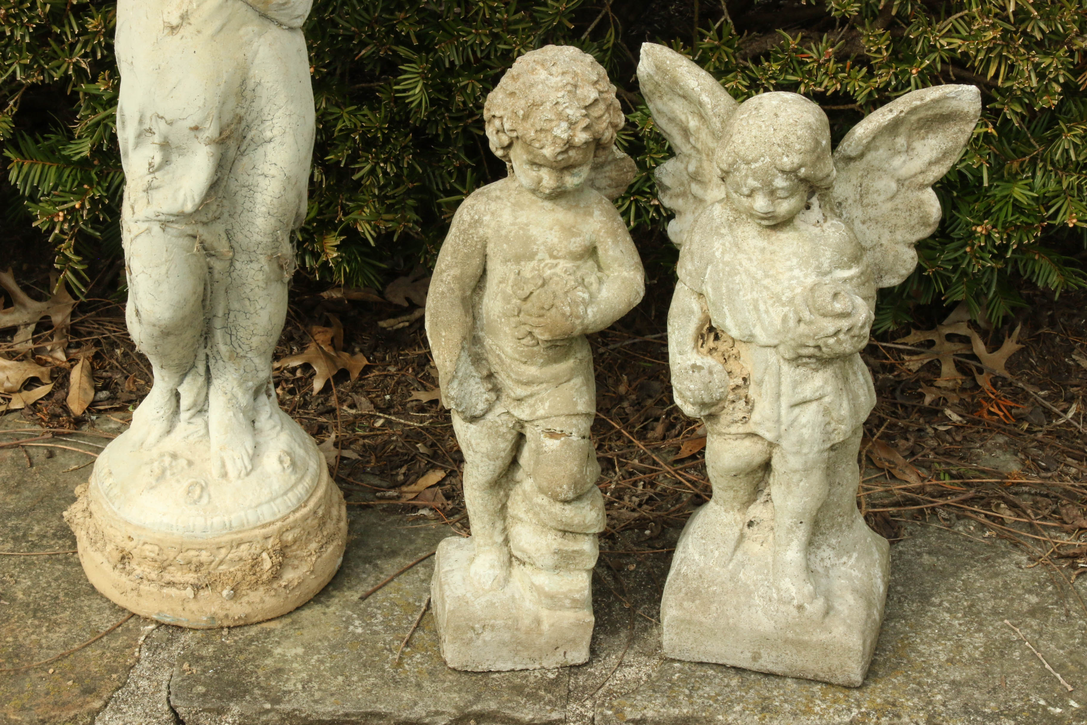 Cherub Bird Bath and Concrete Garden Statues