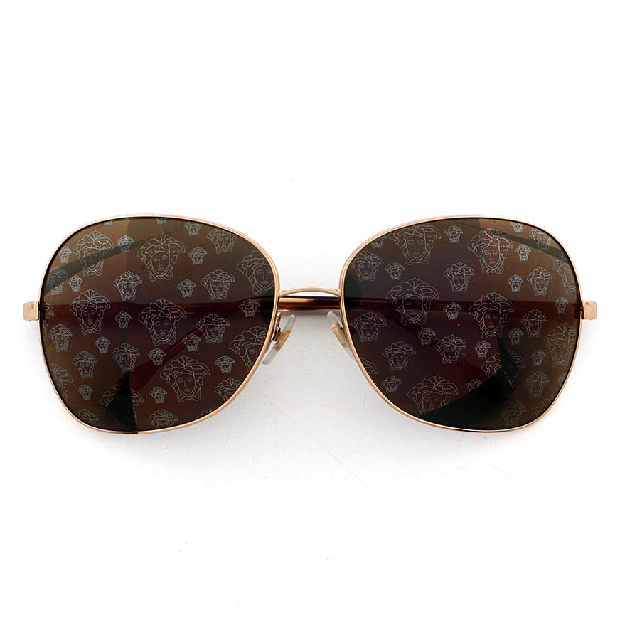 Versace 2124 Mirrored Medusa Lens Aviator Sunglasses