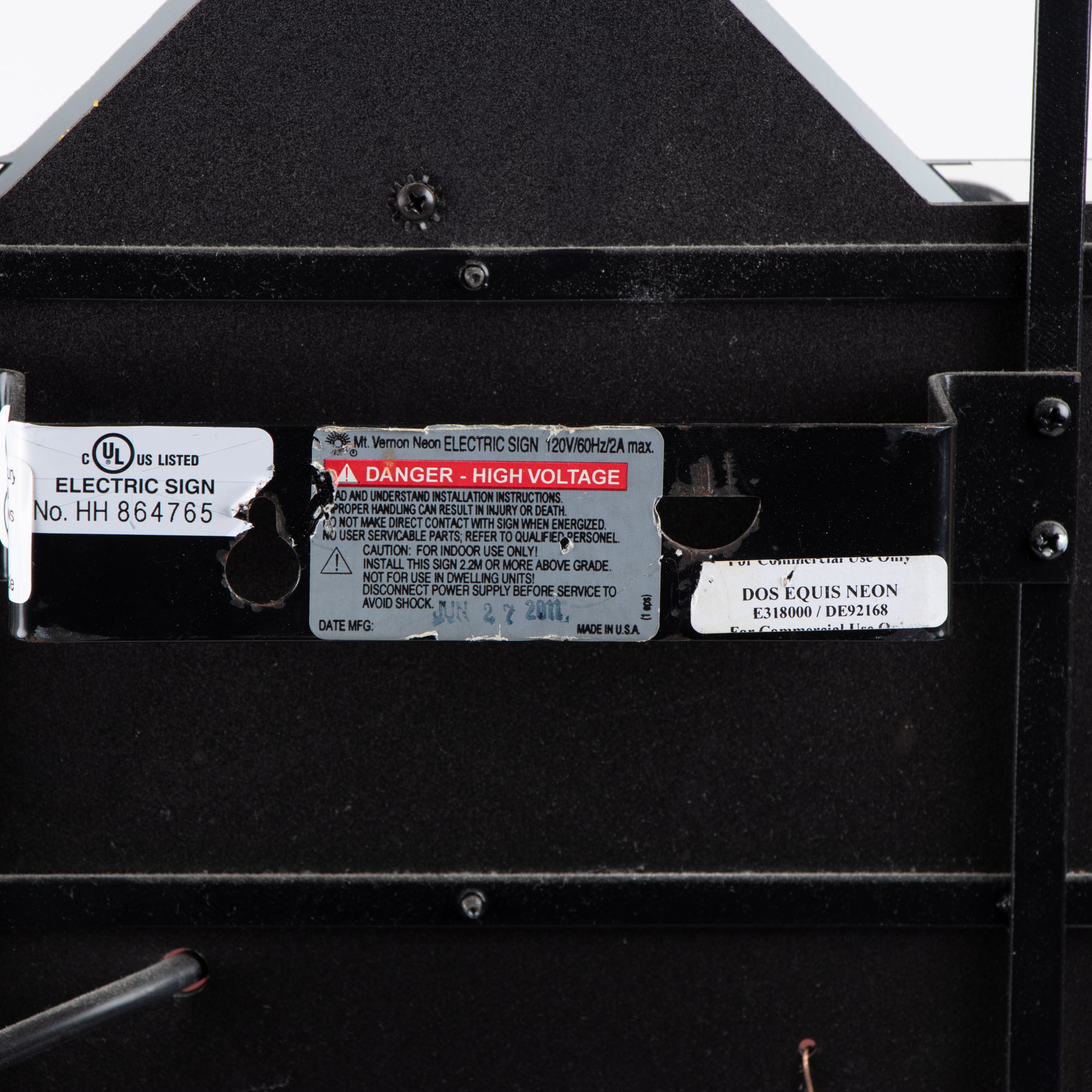 Dos Equis Neon Beer Advertising Sign by Mt. Vernon Neon Sign Company