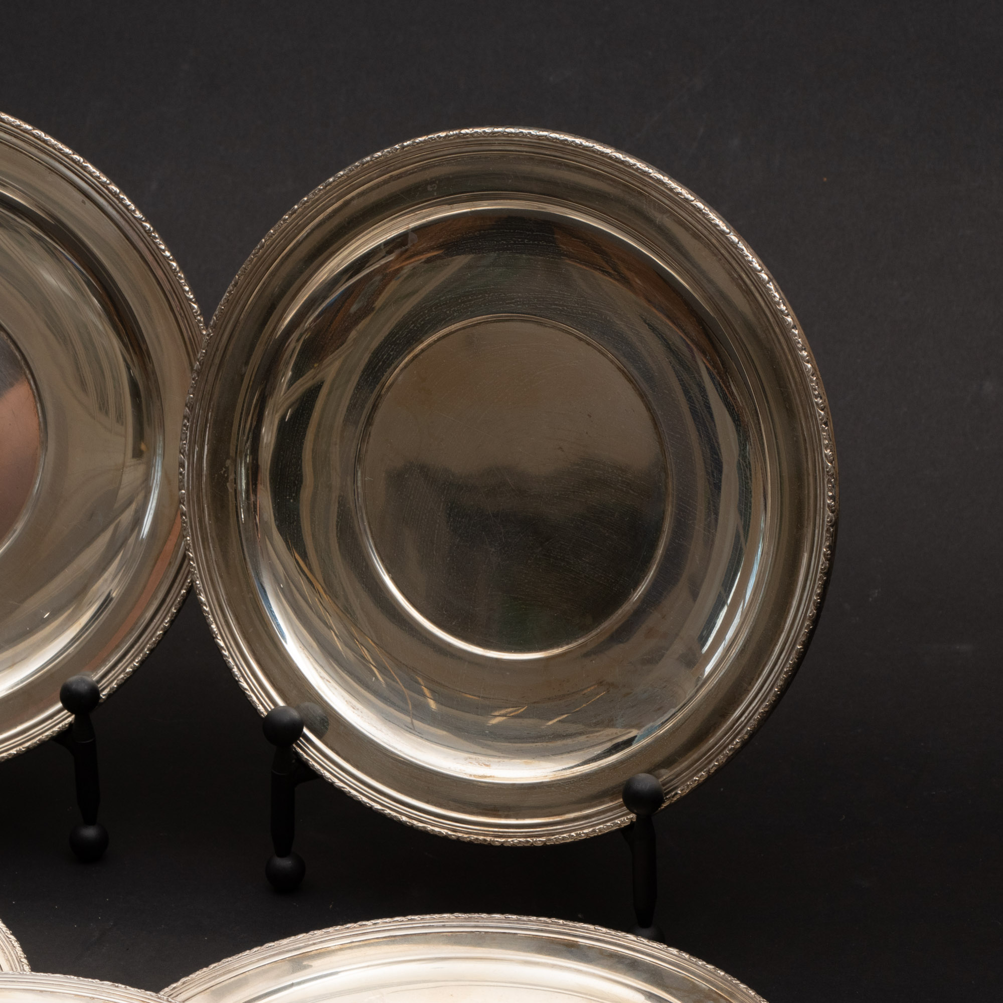 Lunt Sterling Silver "William & Mary"  Plates, Early to Mid 20th Century