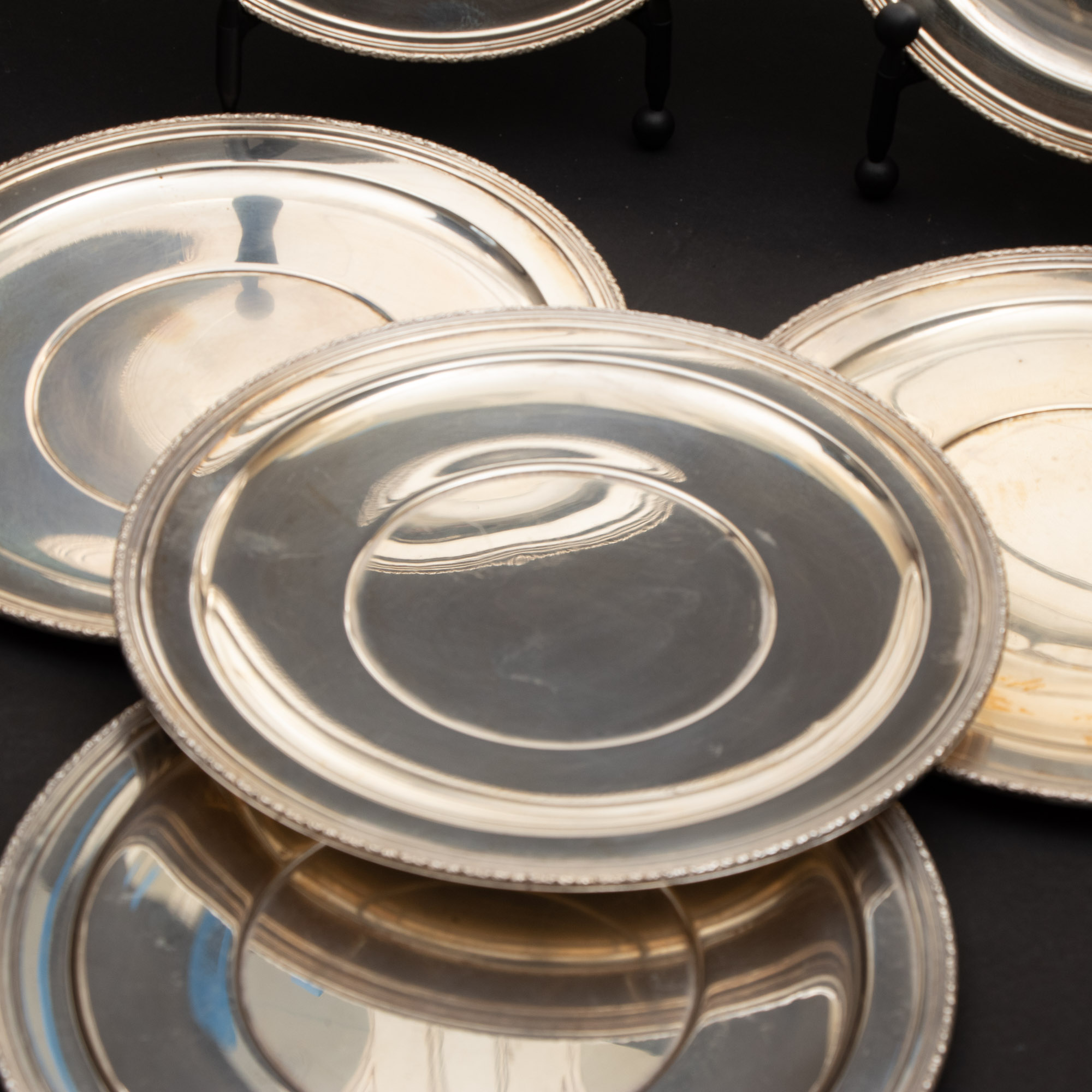 Lunt Sterling Silver "William & Mary"  Plates, Early to Mid 20th Century