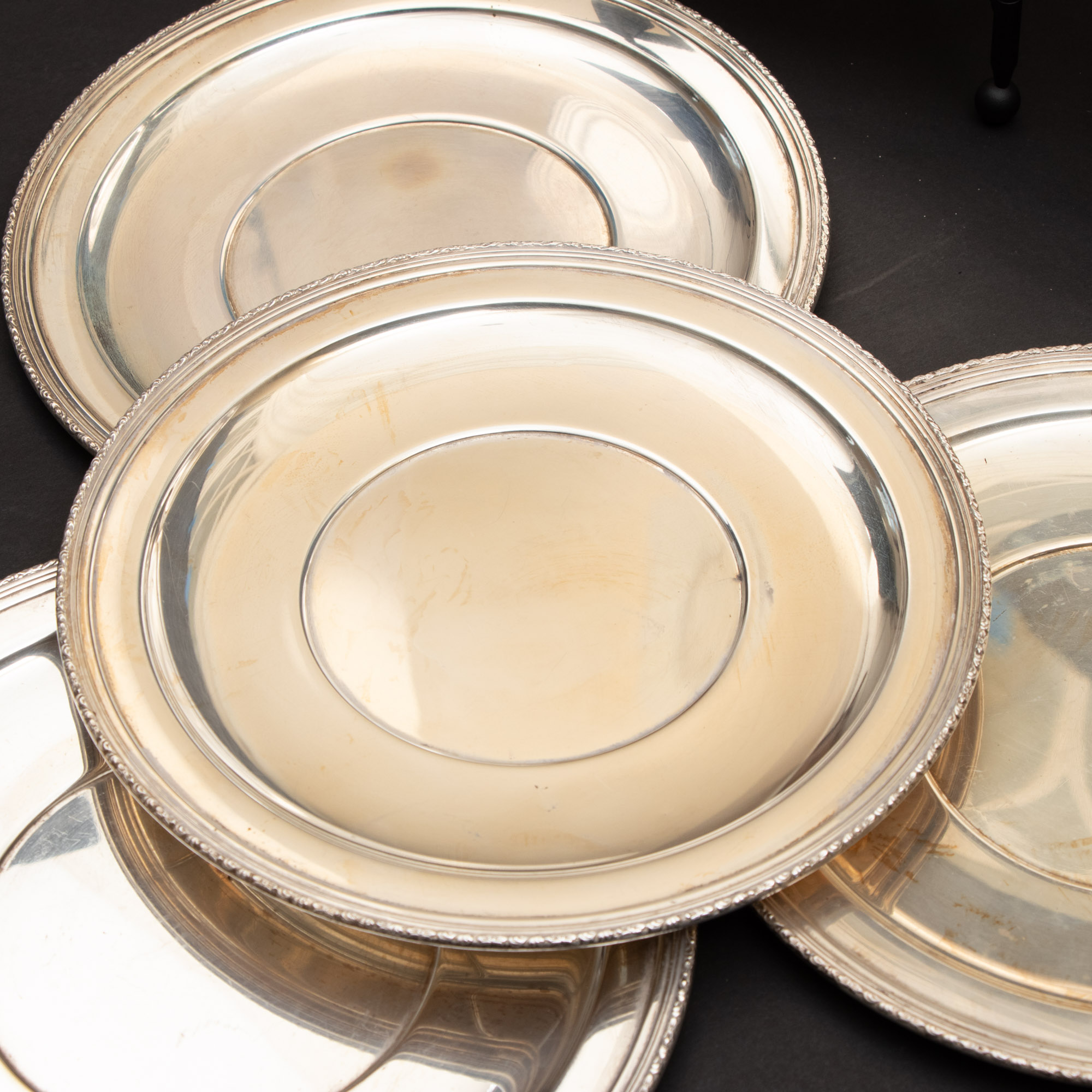 Lunt Sterling Silver "William & Mary"  Plates, Early to Mid 20th Century