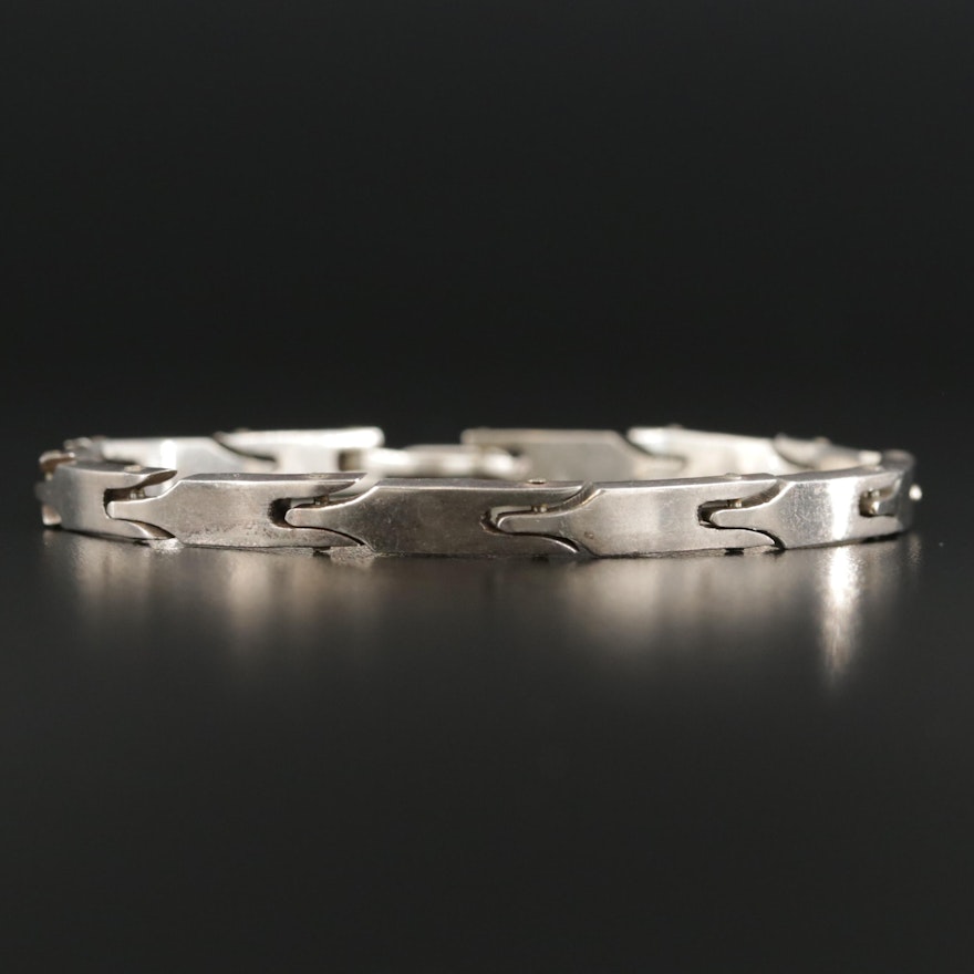 Taxco Mexico Sterling Silver Hinged Link Bracelet