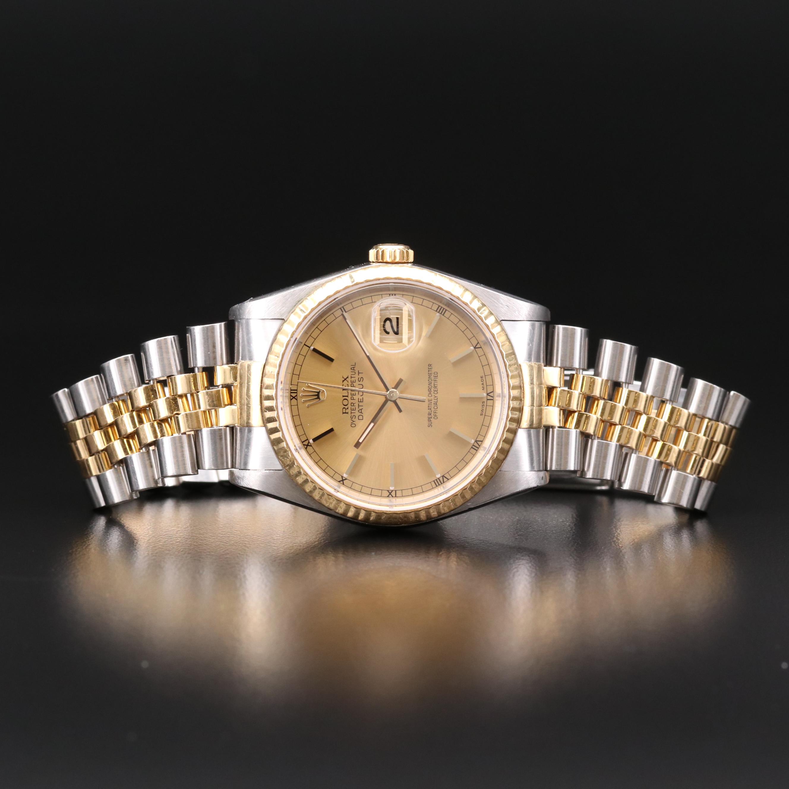 Rolex Datejust 18K Gold and Stainless Steel Automatic Watch, 1989