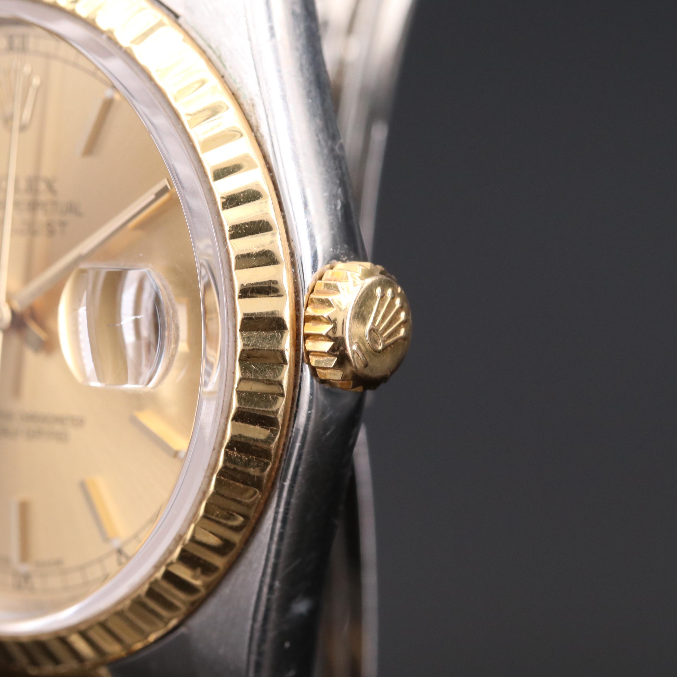 Rolex Datejust 18K Gold and Stainless Steel Automatic Watch, 1989