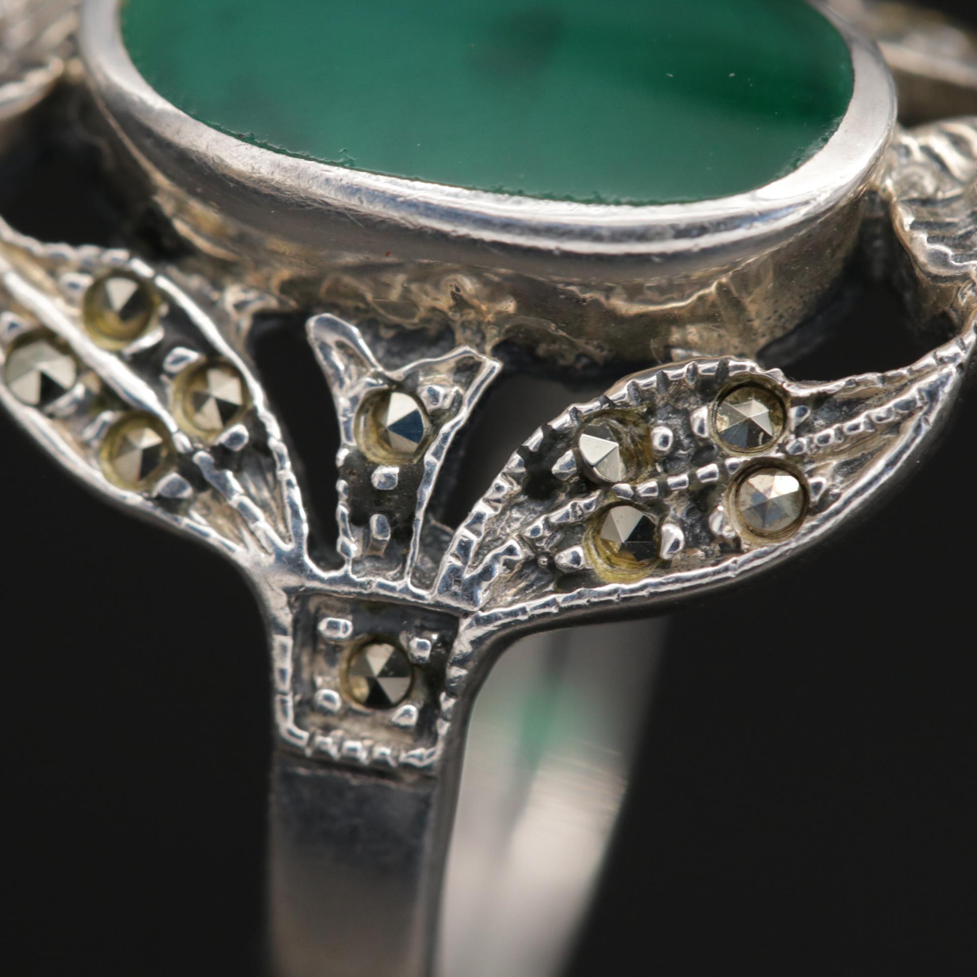 Sterling Silver Rings with a Variety of Green Gemstones