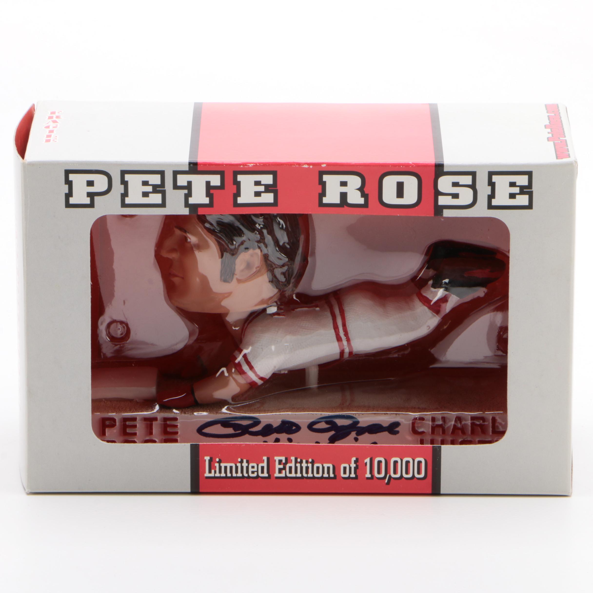 Pete Rose Signed "Sliding" Rose Bobblehead  COA