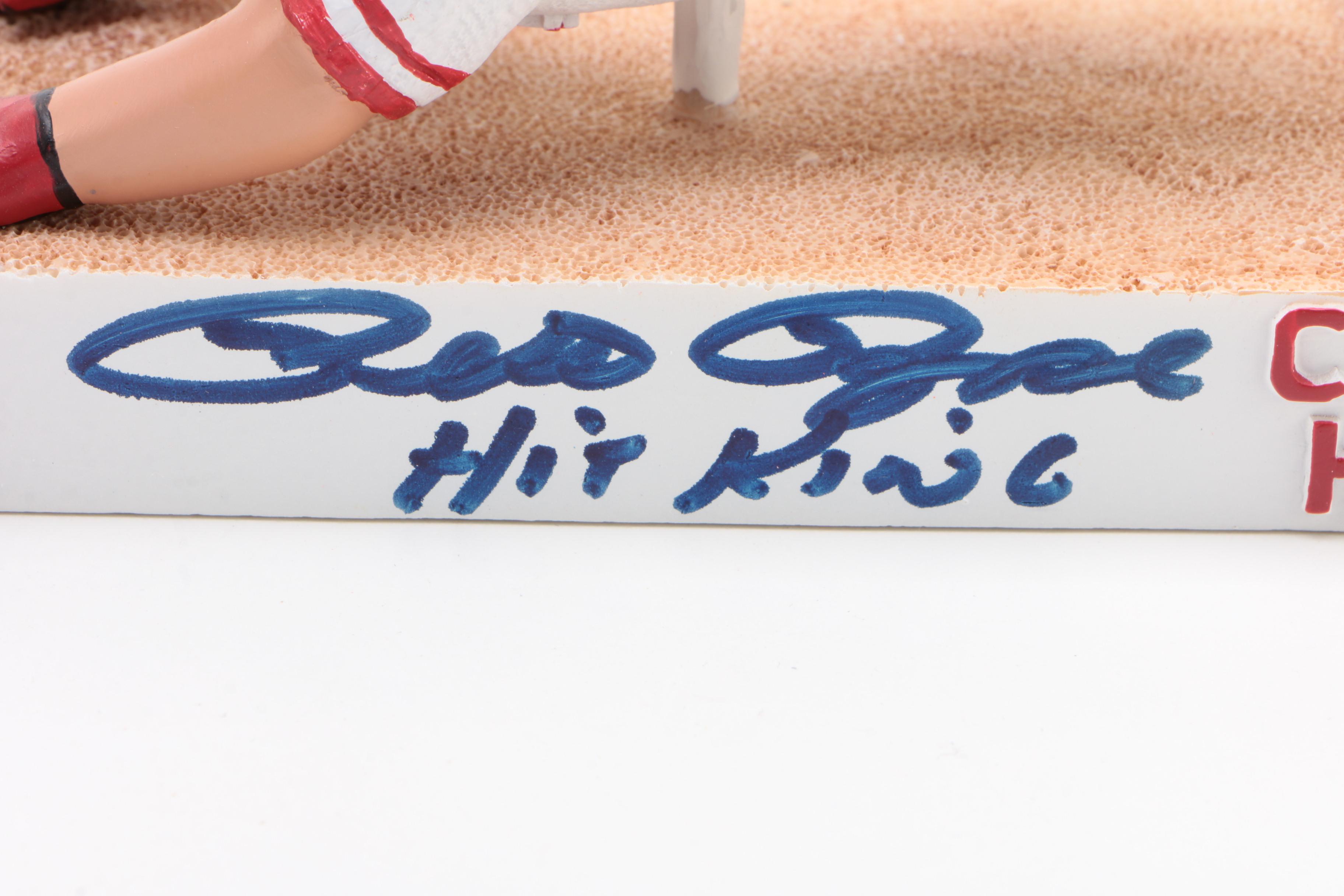 Pete Rose Signed "Sliding" Rose Bobblehead  COA