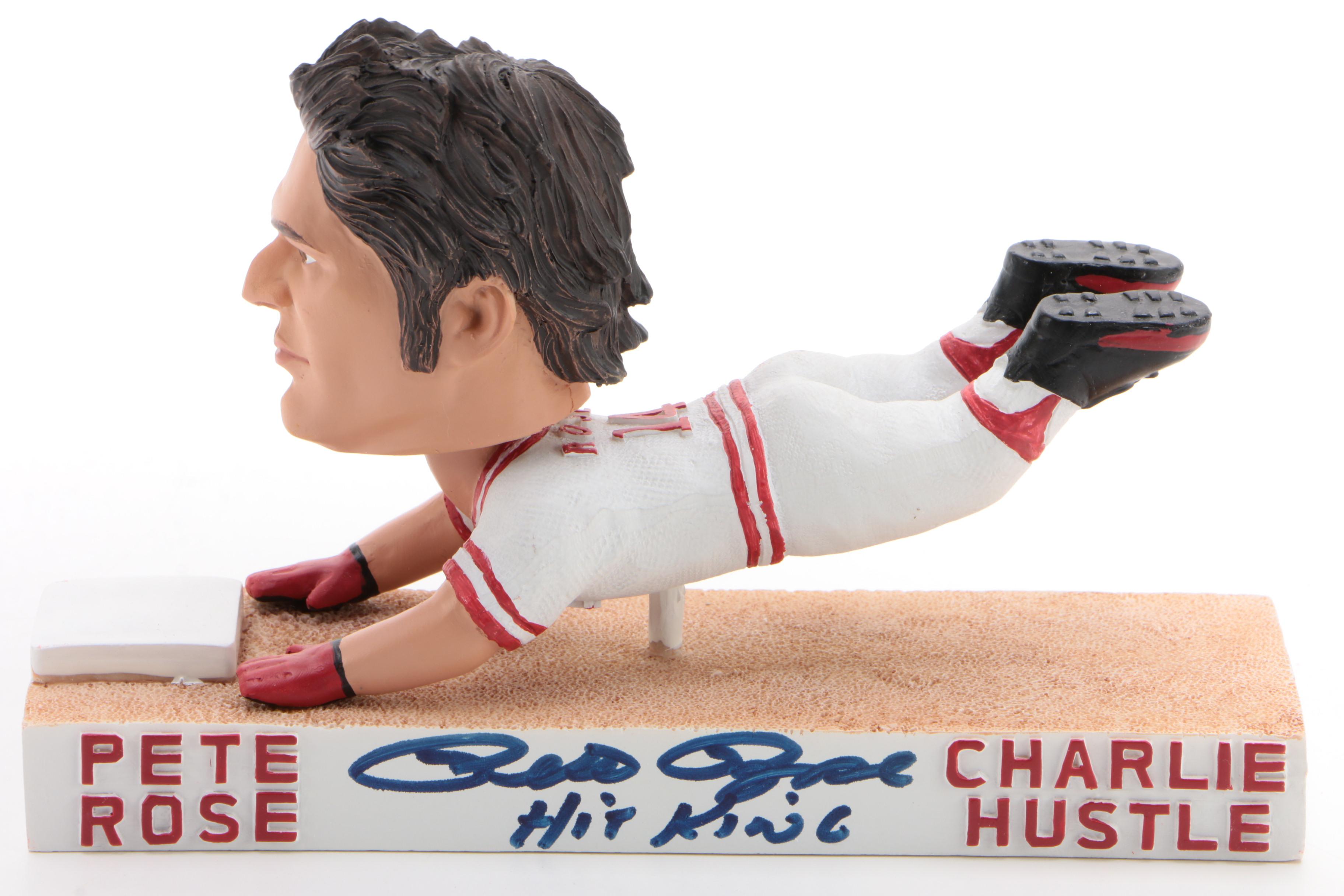 Pete Rose Signed "Sliding" Rose Bobblehead  COA