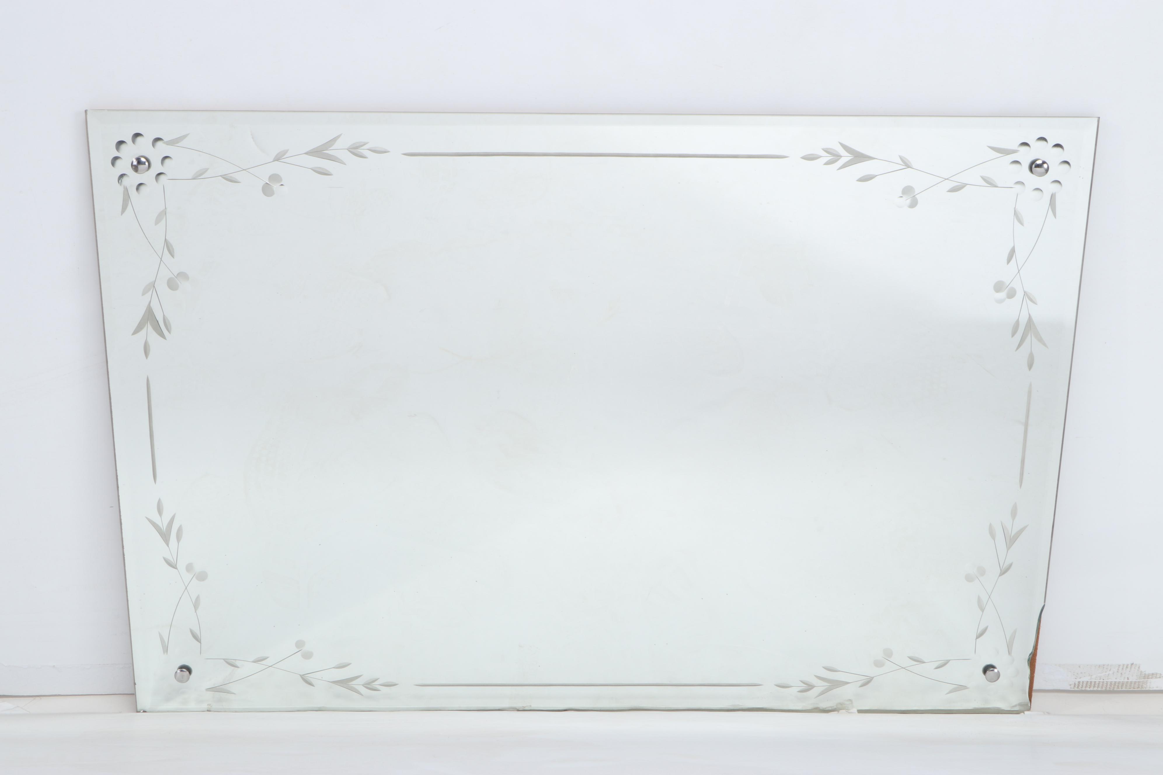Venetian Style Etched Glass Wall Mirror