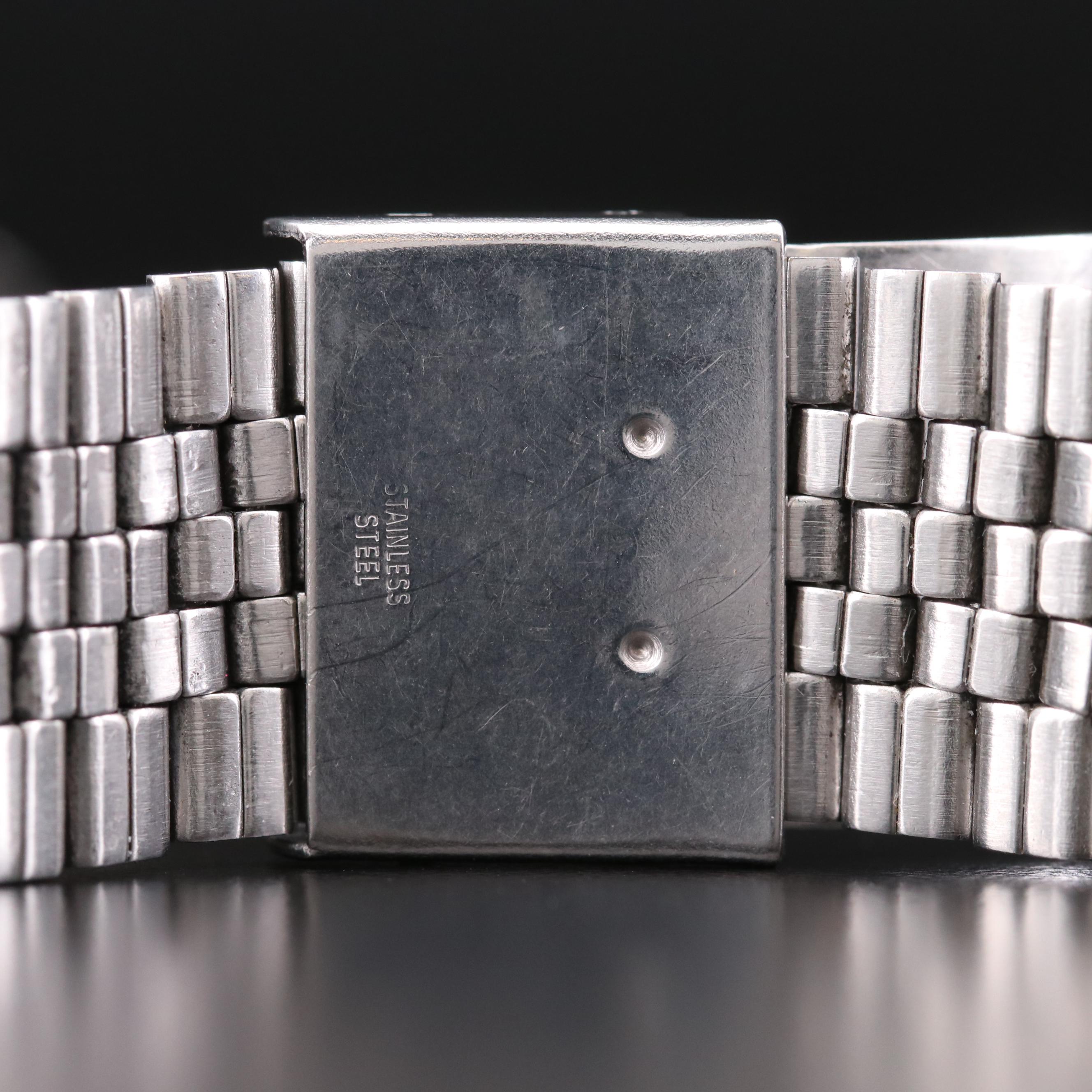 Vintage Bucherer Alertic Stainless Steel Stem Wind Watch With Alarm