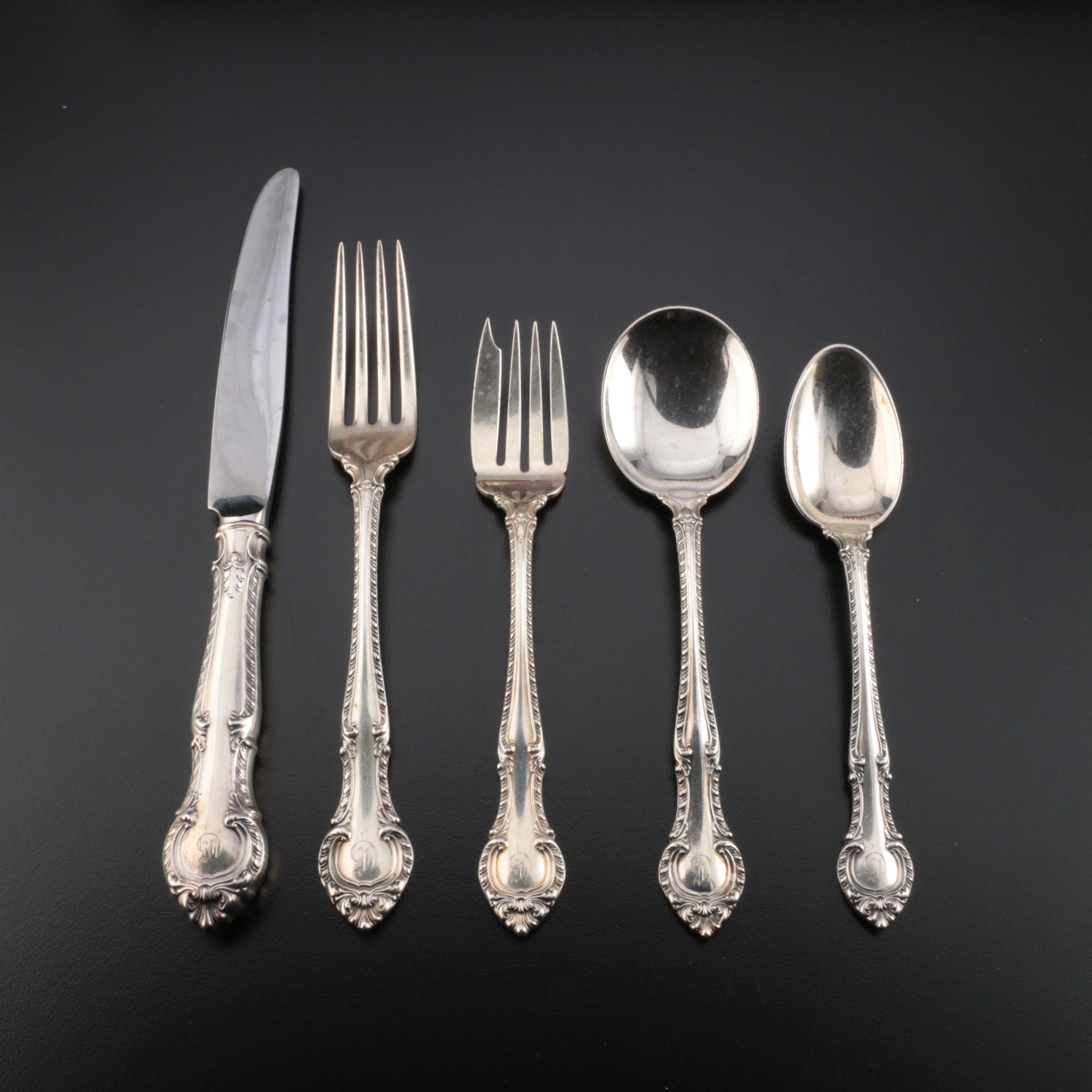 Gorham "English Gadroon" Sterling Silver Flatware Set, Mid to Late 20th Century