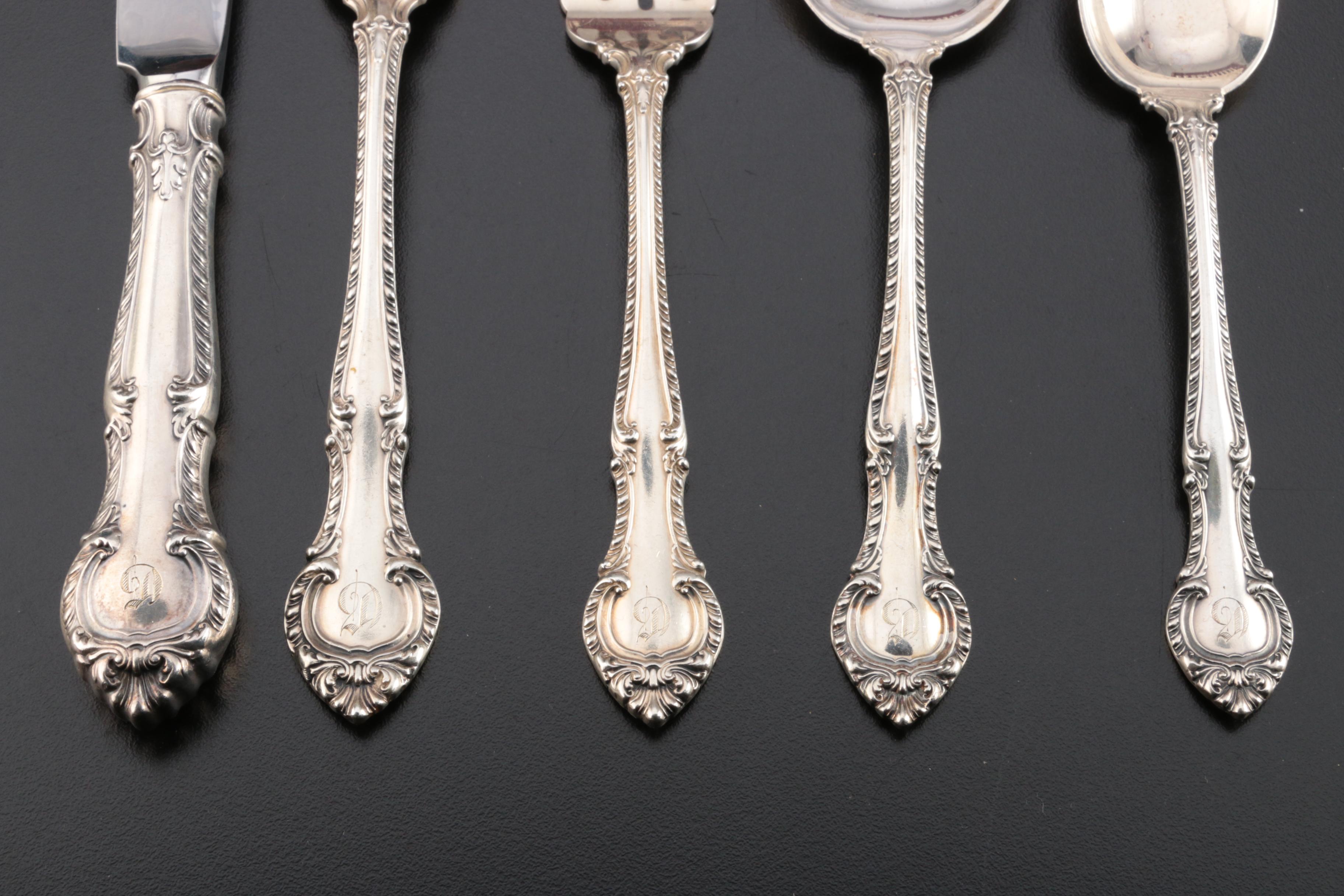 Gorham "English Gadroon" Sterling Silver Flatware Set, Mid to Late 20th Century