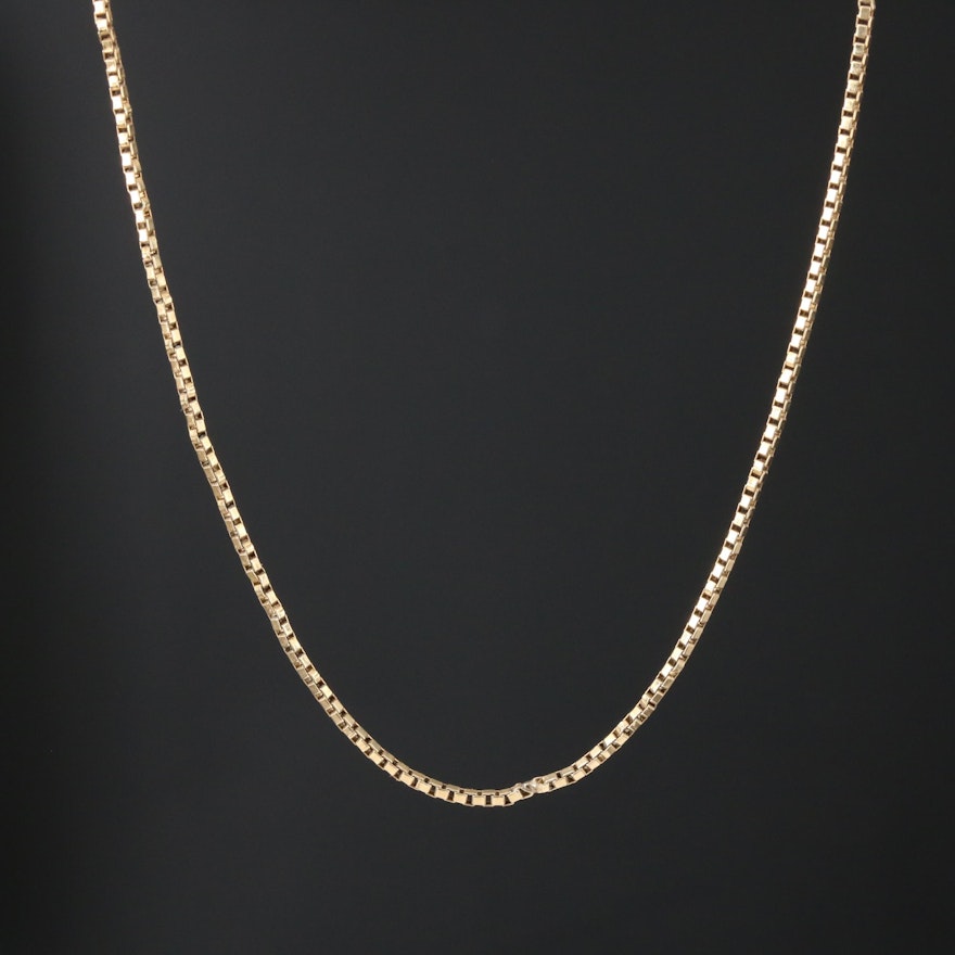 14K Gold Box Chain Necklace