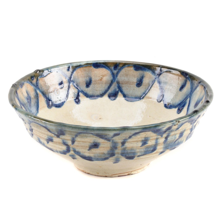 Antique Continental Earthenware Pottery Bowl, 19th Century