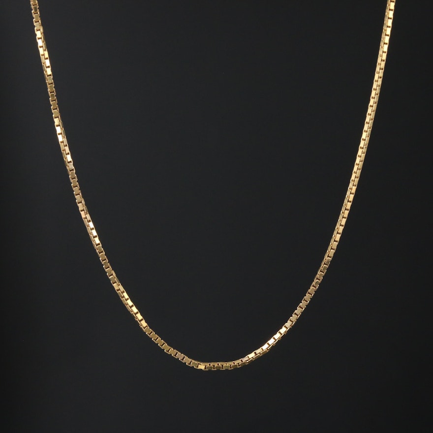 14K Gold Box Chain Necklace