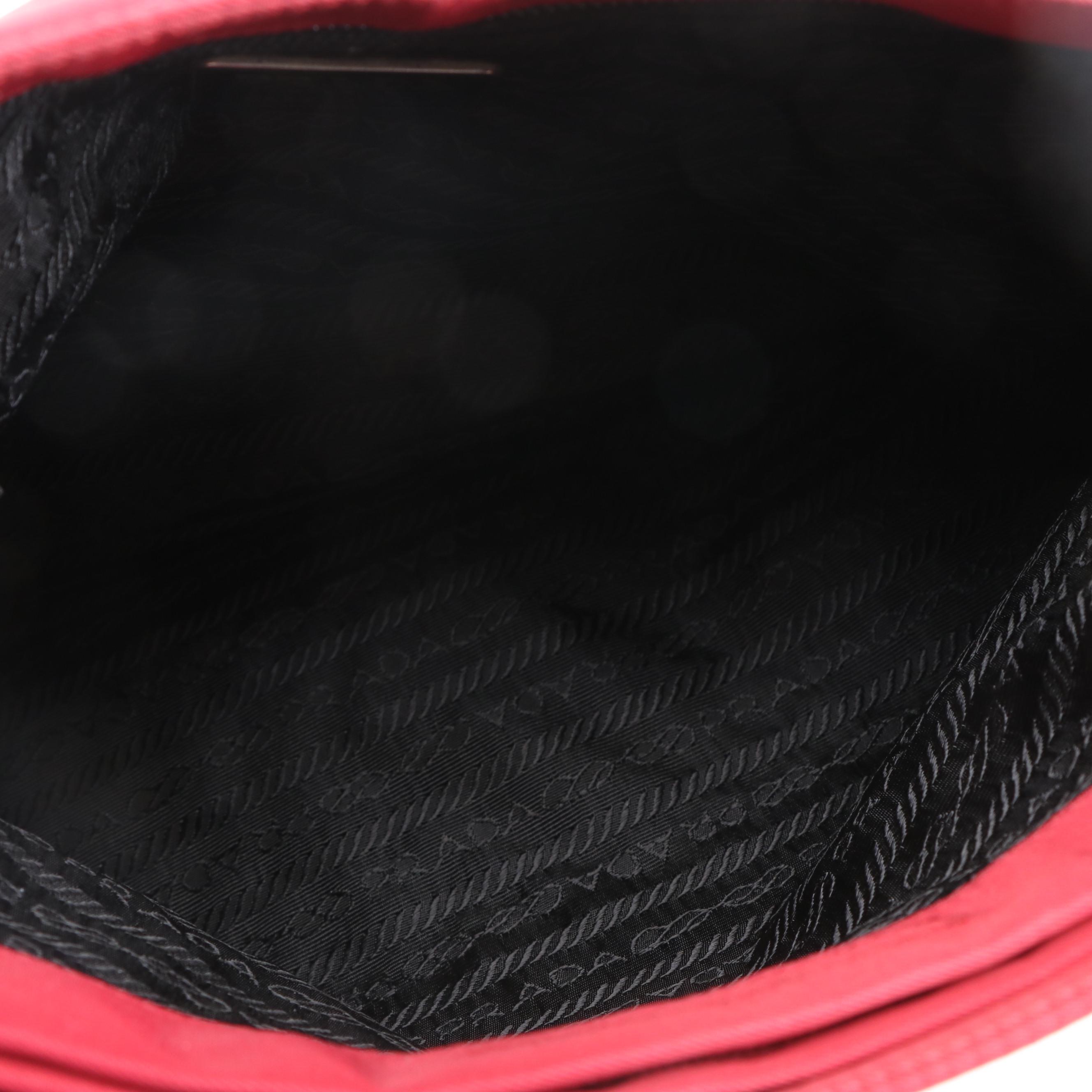 Prada Red Tessuto Nylon Handbag with Arched Metal Handle