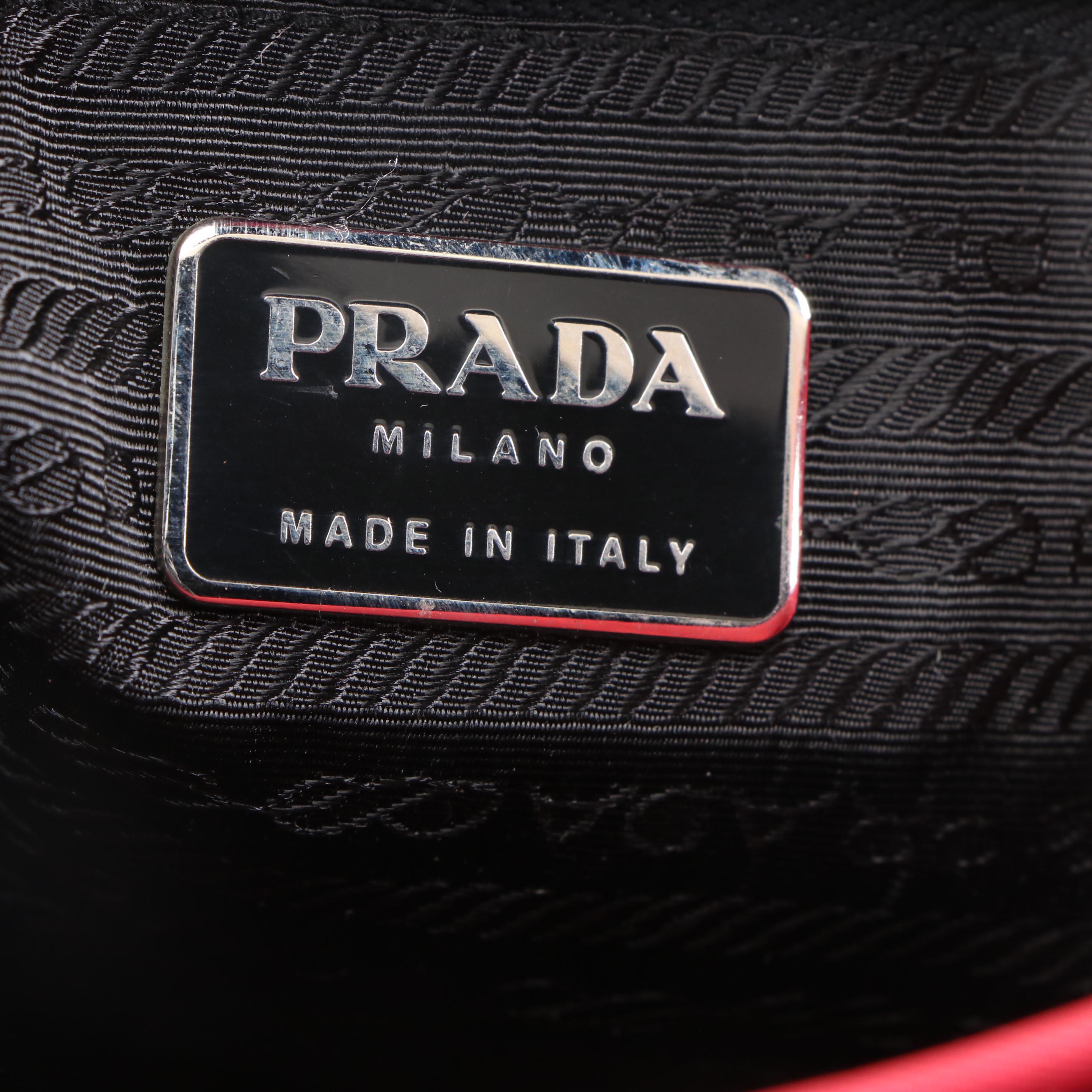 Prada Red Tessuto Nylon Handbag with Arched Metal Handle