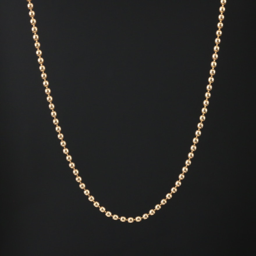 14K Yellow Gold Beaded Link Chain Necklace