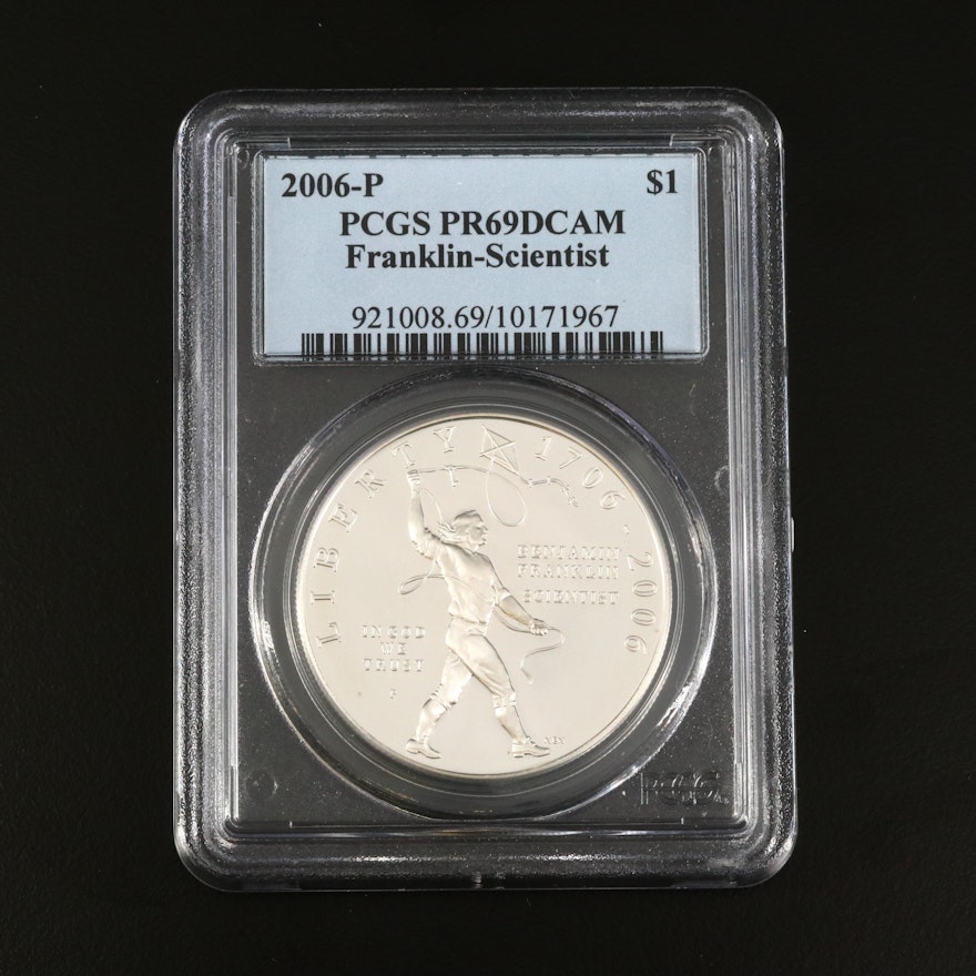 PCGS Graded PR69DCAM 2006-P Franklin Scientist Commemorative Proof Silver Dollar