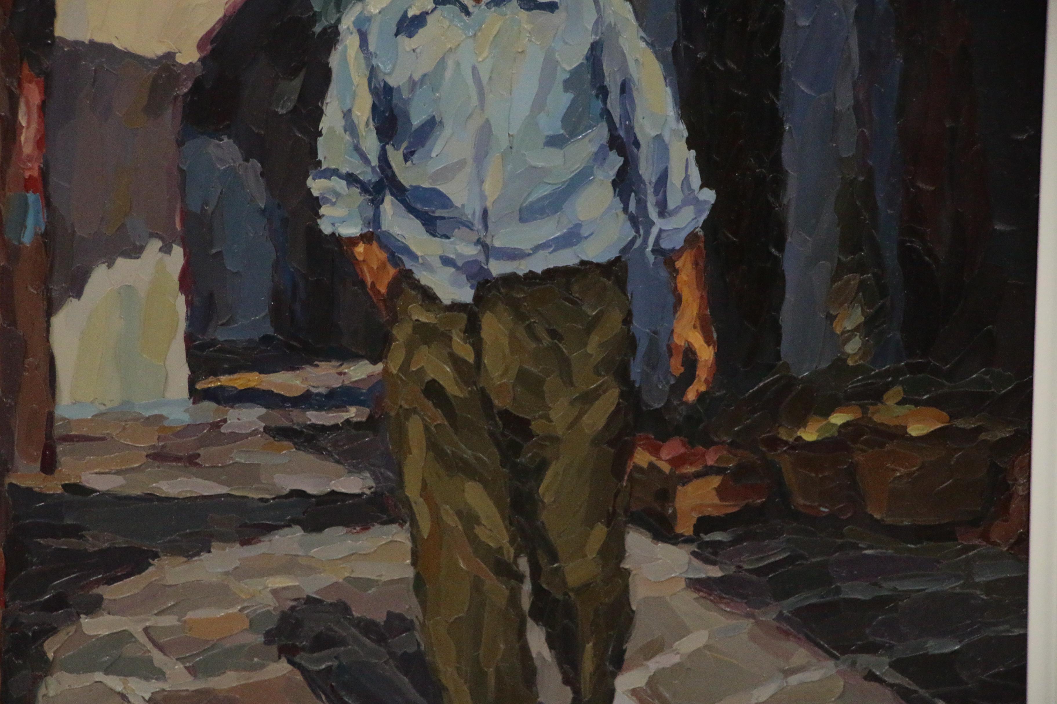 Manos Rovithis Oil Painting "Fisherman-Paros", 1986