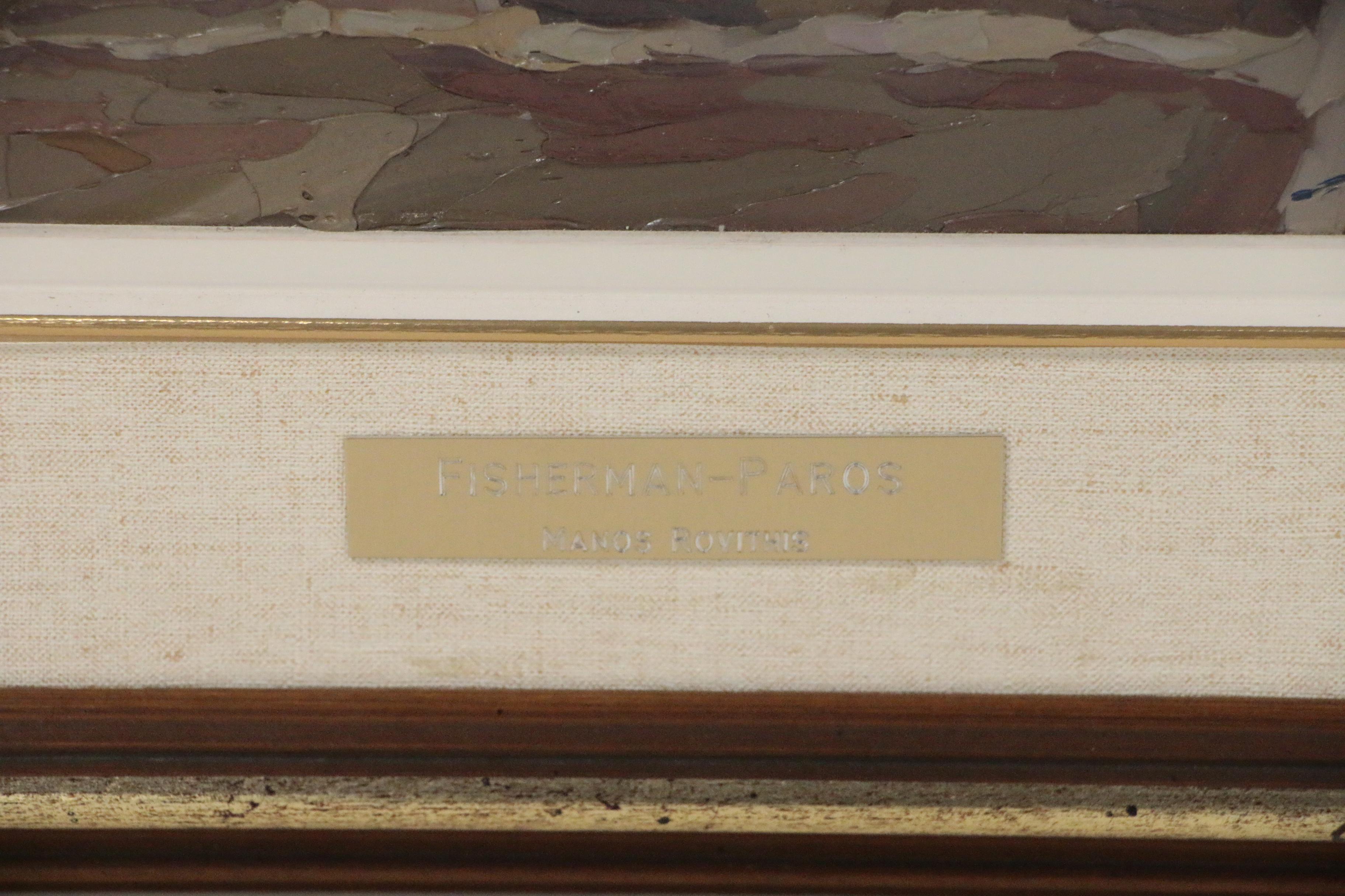 Manos Rovithis Oil Painting "Fisherman-Paros", 1986