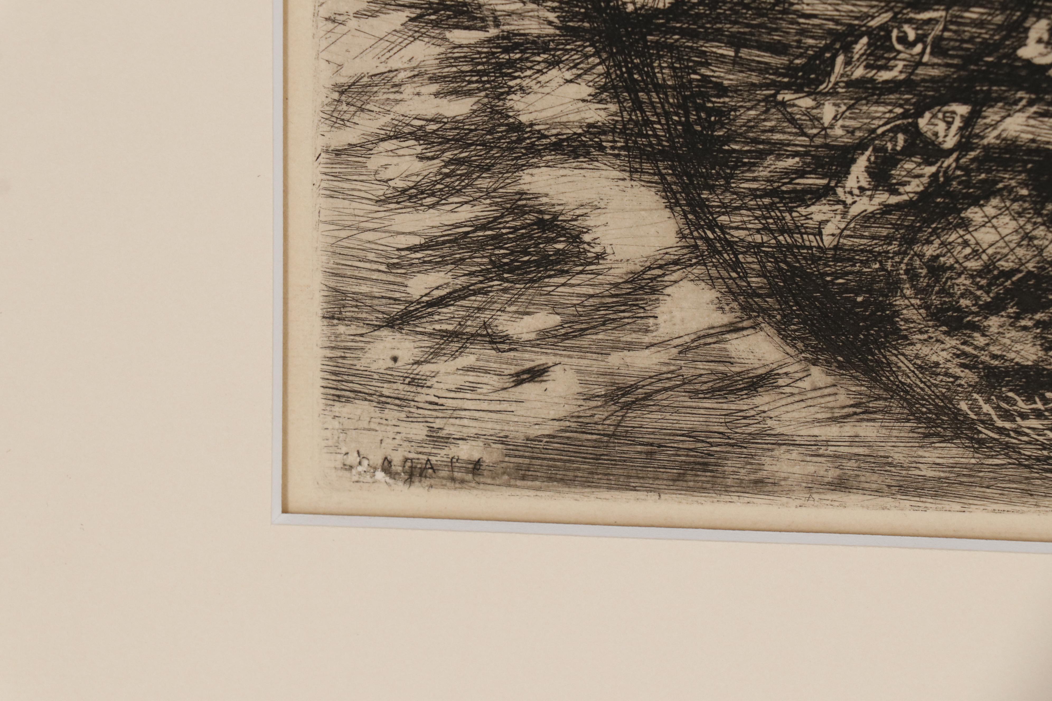 Marc Chagall  Etching "The Fishes and the Shepherd Who Plays the Flute"